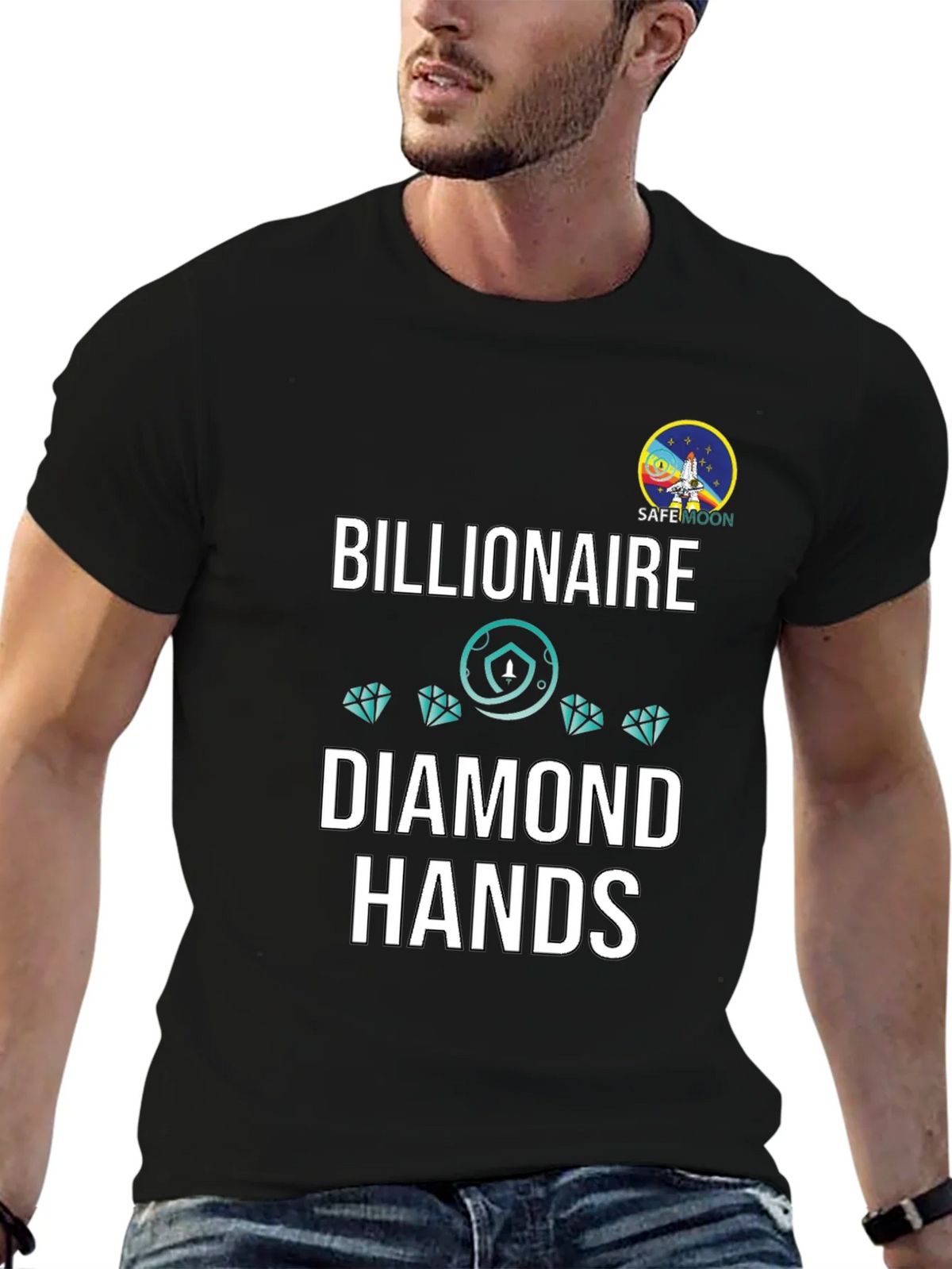 Billionaire Diamond Hands Safemoon Black T-Shirt product image 4