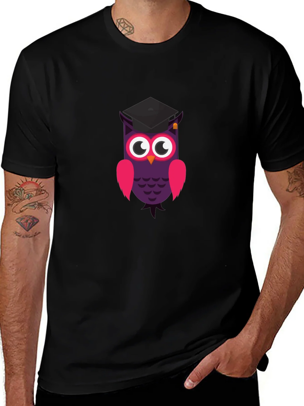 Graduation Owl T-Shirt - Black Cotton Tee product image 1