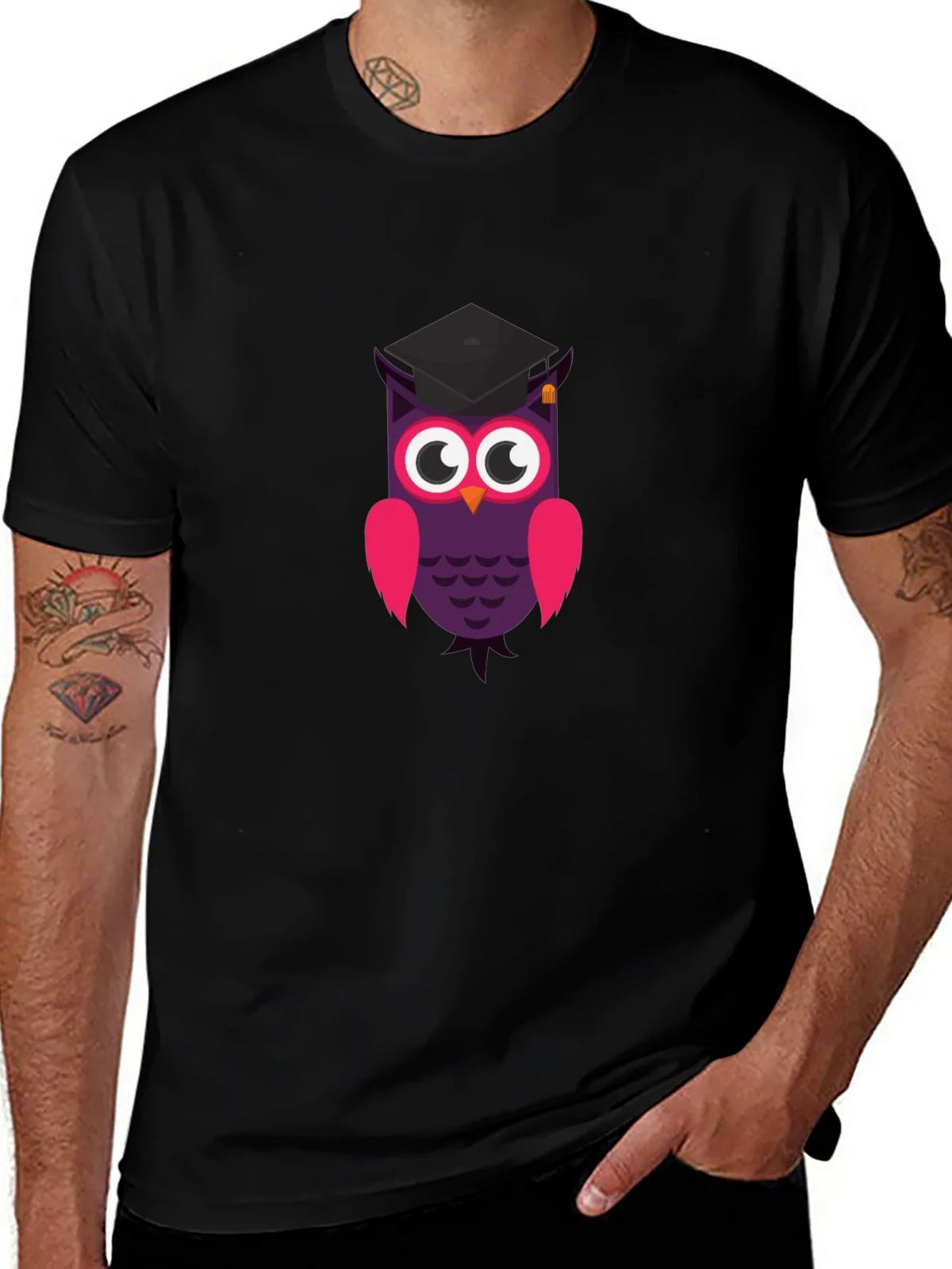 Graduation Owl T-Shirt - Black Cotton Tee product image 1