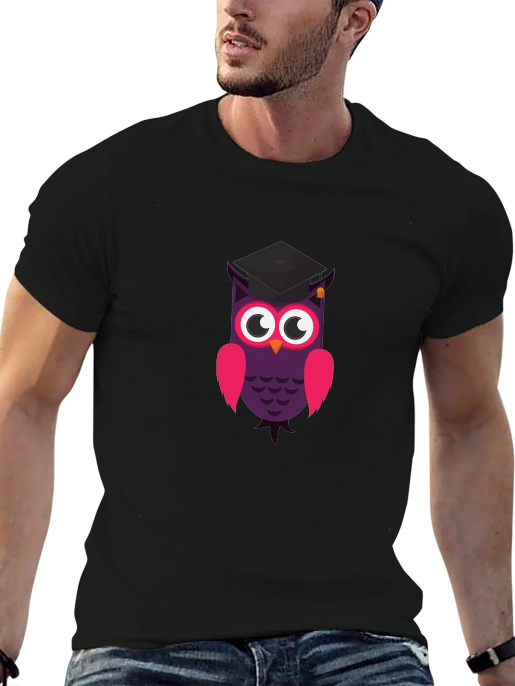 Graduation Owl T-Shirt - Black Cotton Tee product image 6