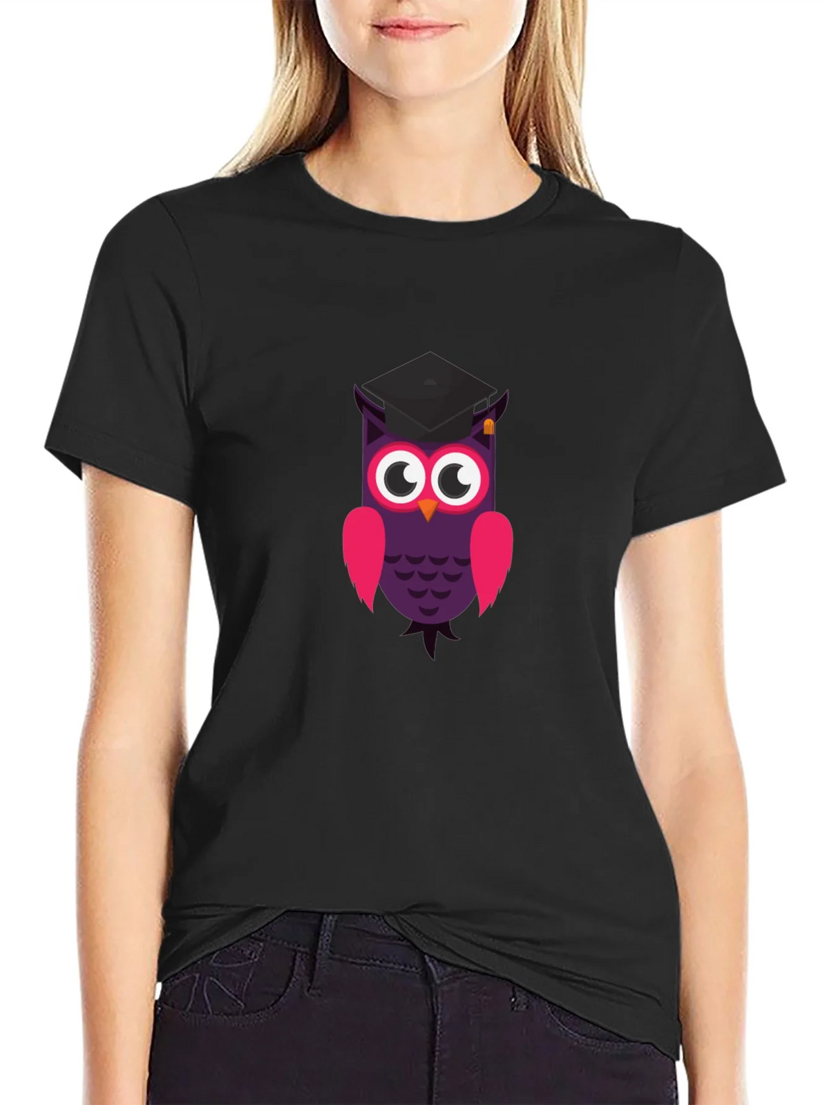 Graduation Owl T-Shirt - Black Cotton Tee product image 2