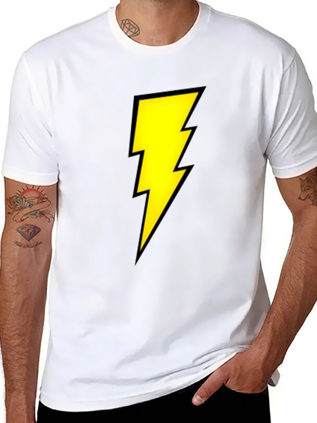 Black T-Shirt with Yellow Lightning Bolt Design product image 3