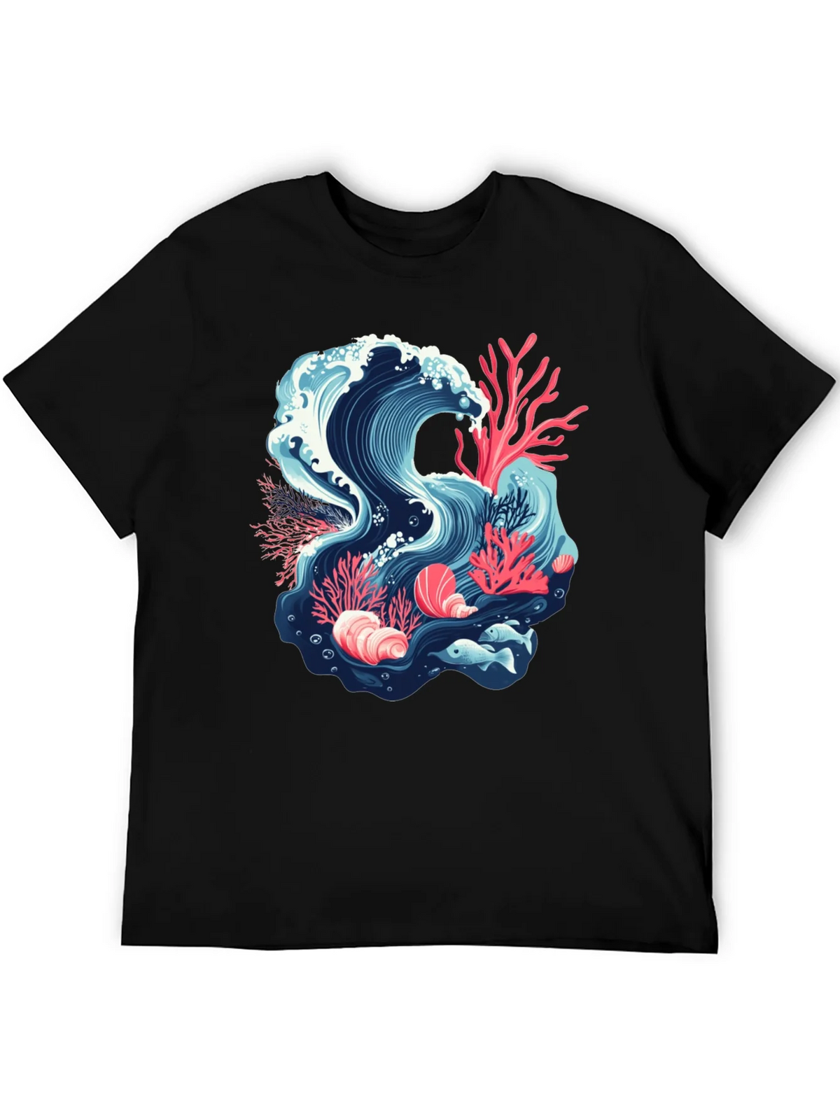 Ocean Wave Coral Reef Graphic Tee - Black product image 5