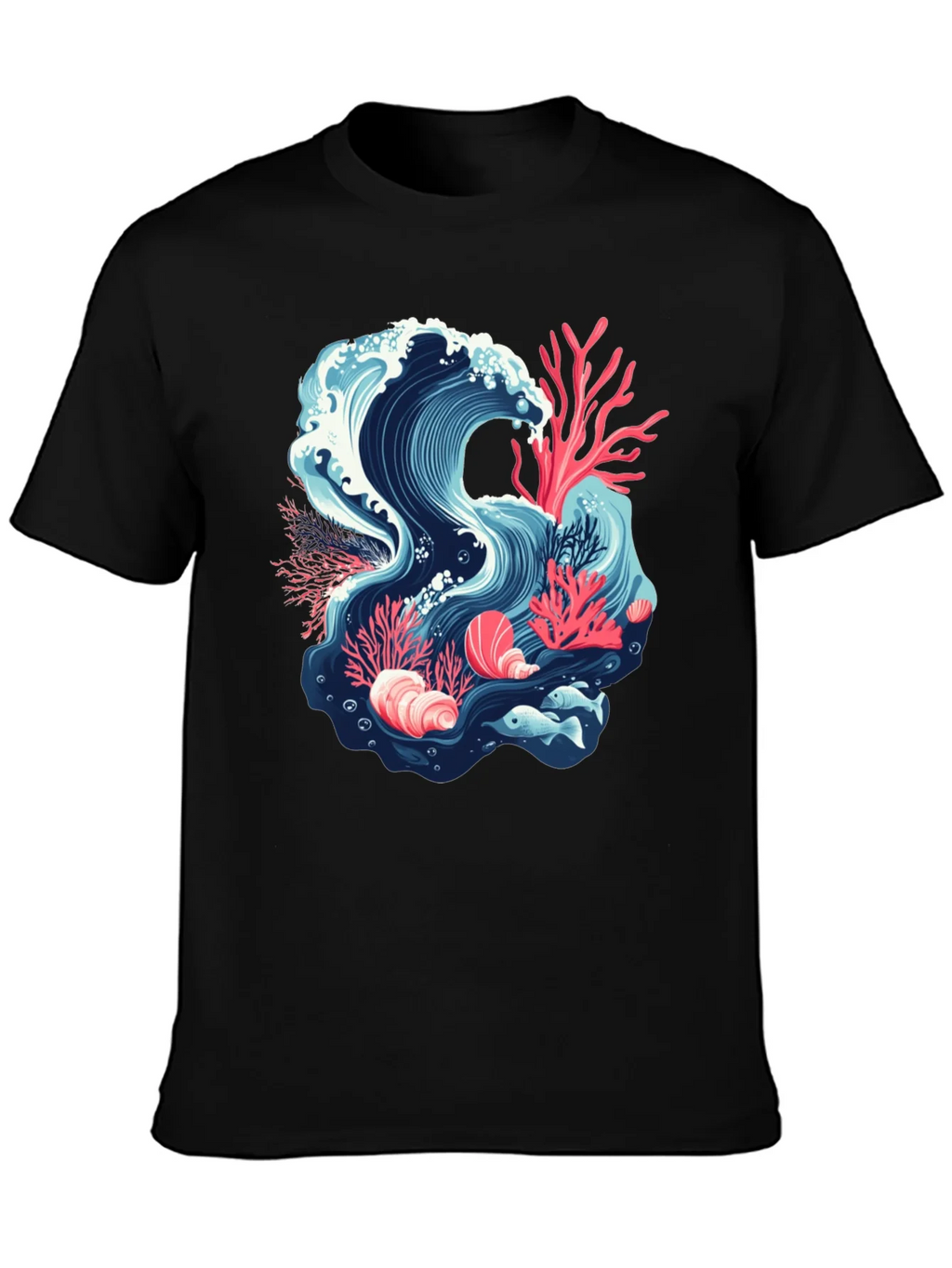 Ocean Wave Coral Reef Graphic Tee - Black product image 3