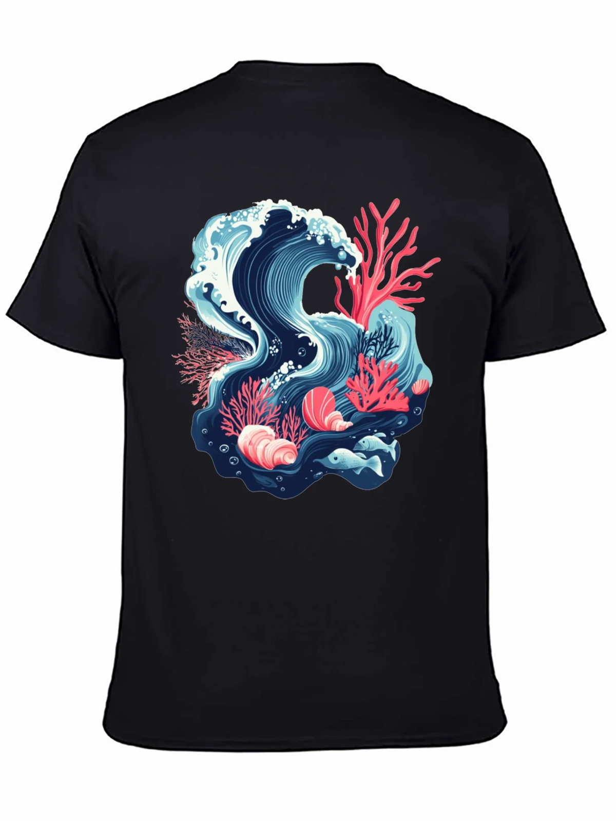 Ocean Wave Coral Reef Graphic Tee - Black product image 4