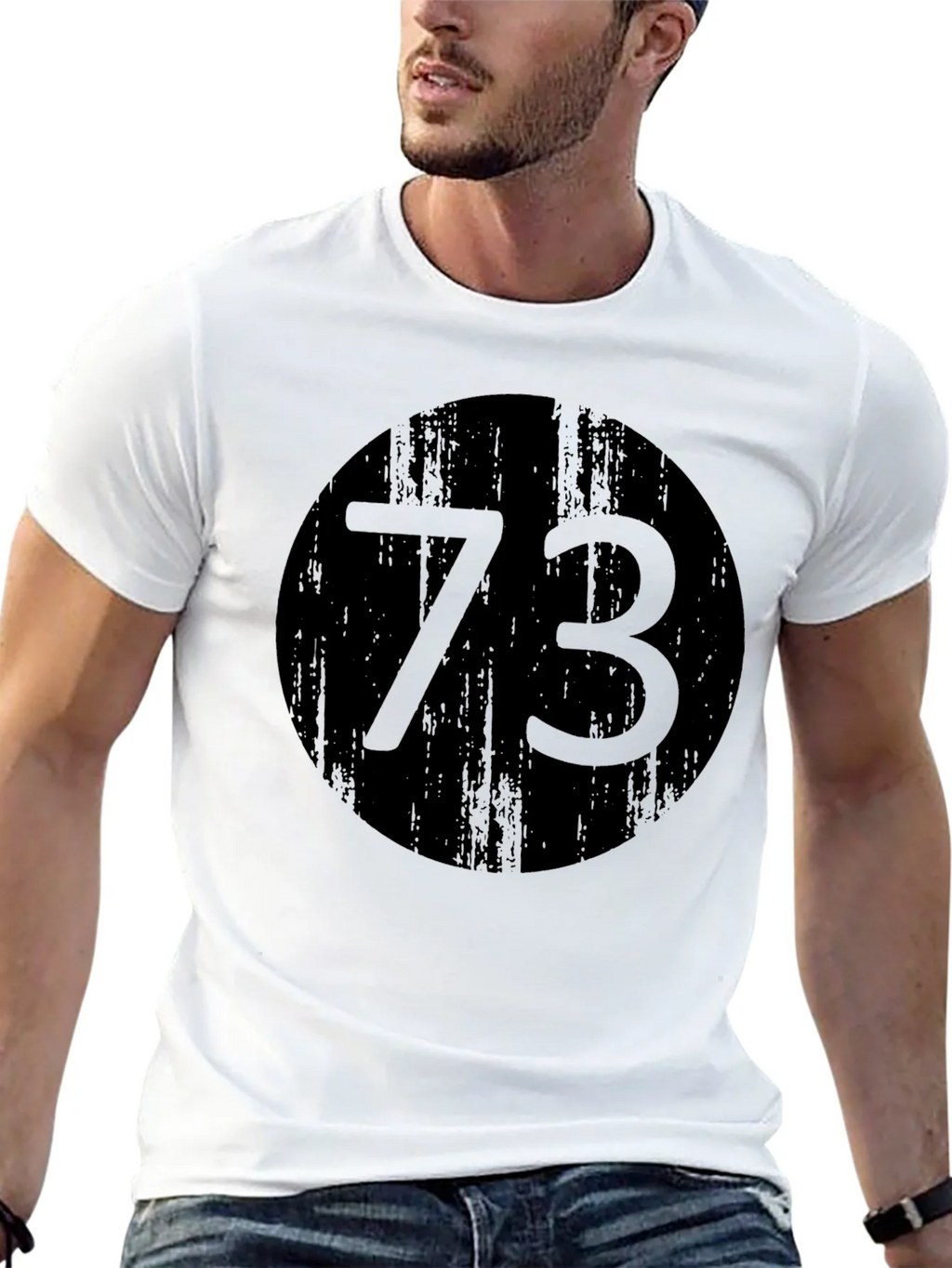 Mens Black T-Shirt with 73 Circle Design product image 11