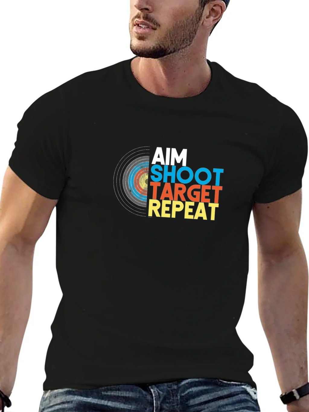 Aim Shoot Target Repeat Black Graphic Tee product image 4