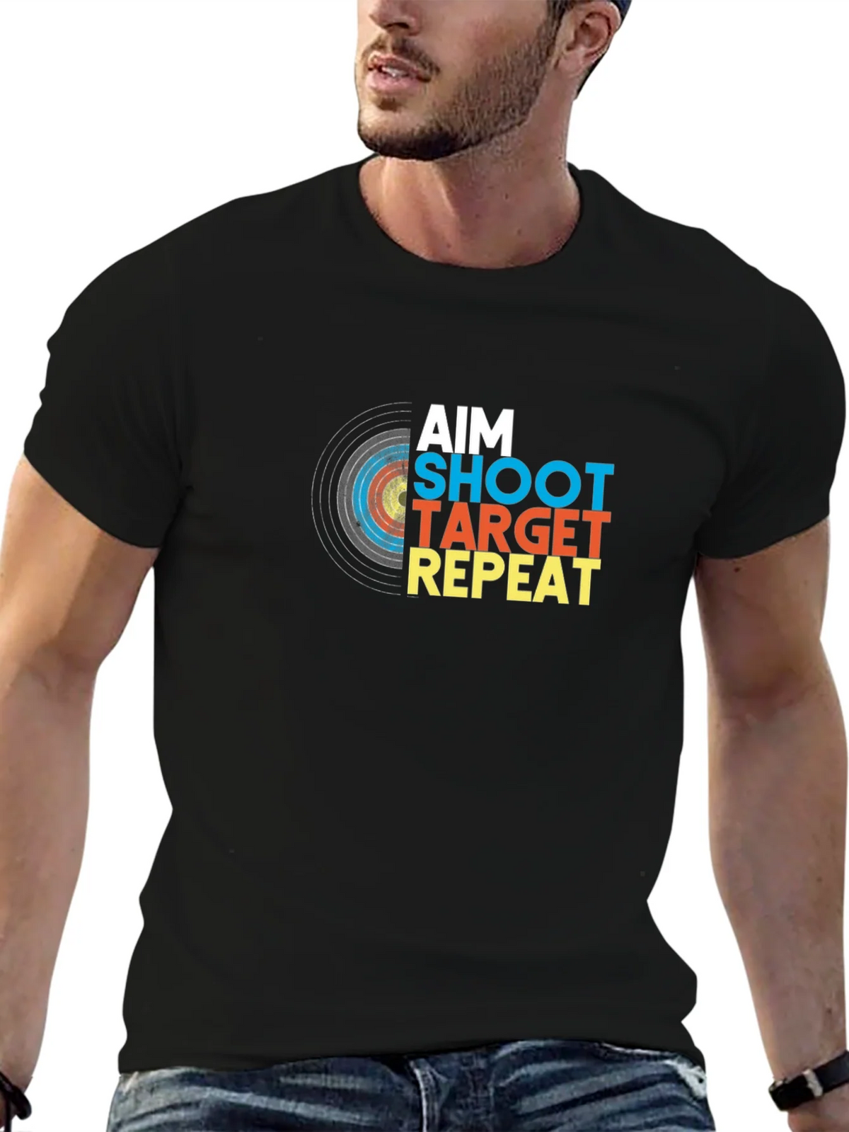 Aim Shoot Target Repeat Black Graphic Tee product image 4