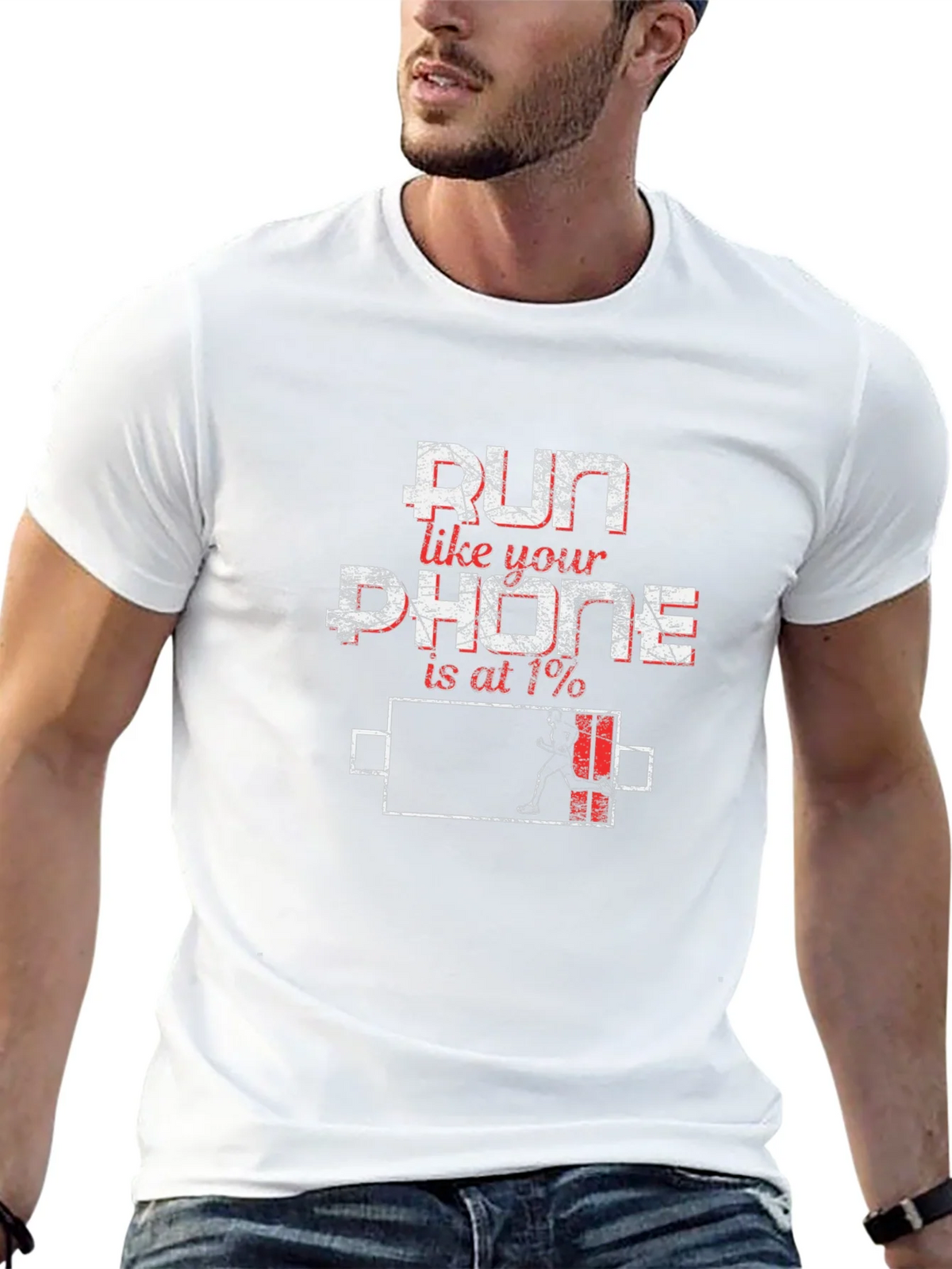 Run Like Your Phone is at 1% Funny T-Shirt product image 8