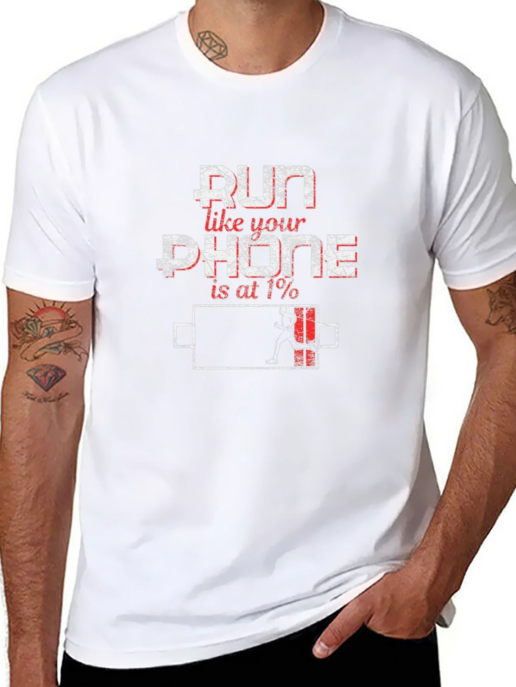 Run Like Your Phone is at 1% Funny T-Shirt product image 5