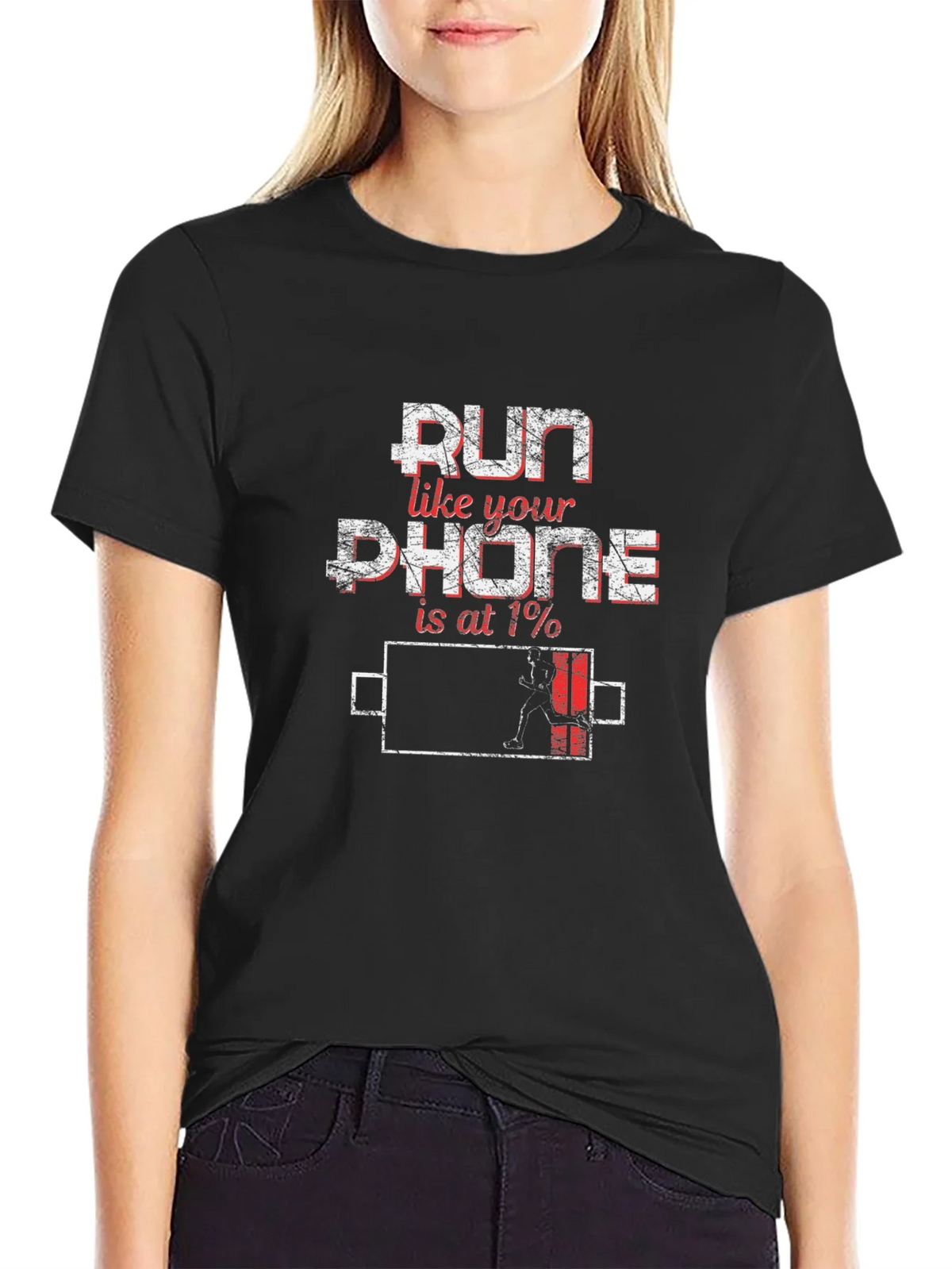 Run Like Your Phone is at 1% Funny T-Shirt product image 1
