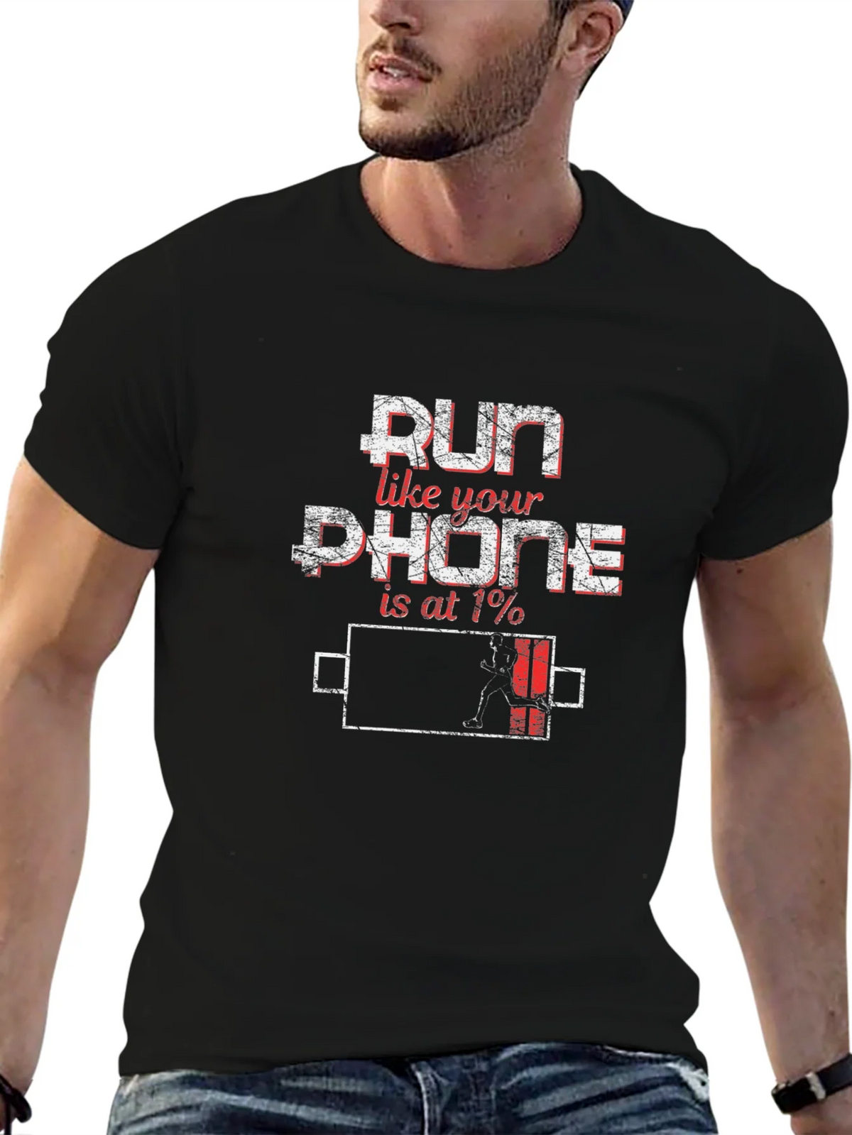 Run Like Your Phone is at 1% Funny T-Shirt product image 4
