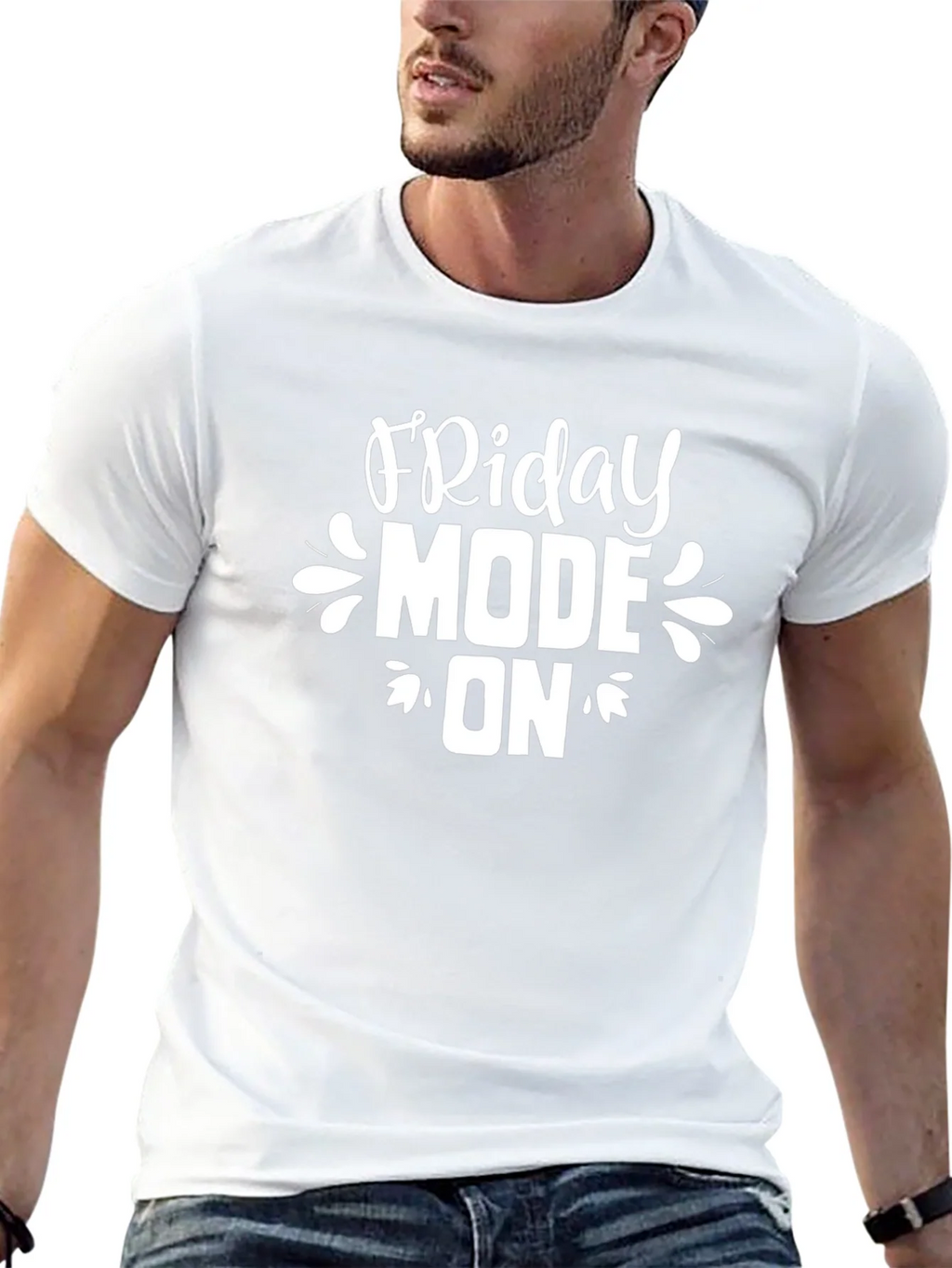 Friday Mode On Graphic Tee - Black Cotton Casual T-Shirt product image 12