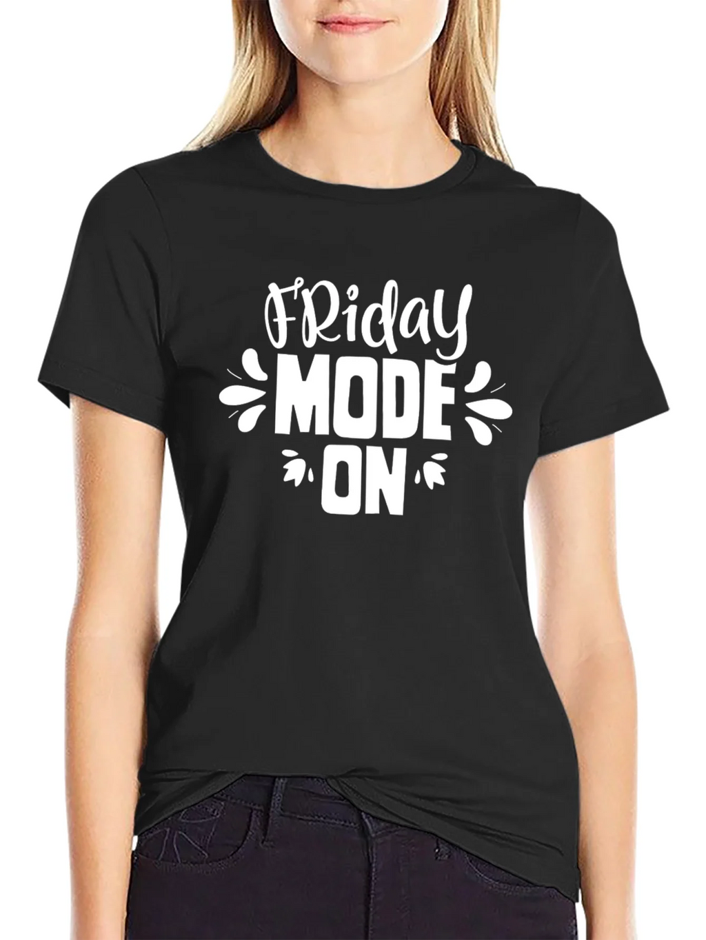 Friday Mode On Graphic Tee - Black Cotton Casual T-Shirt product image 2