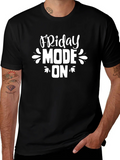 Friday Mode On Graphic Tee - Black Cotton Casual T-Shirt product image 1