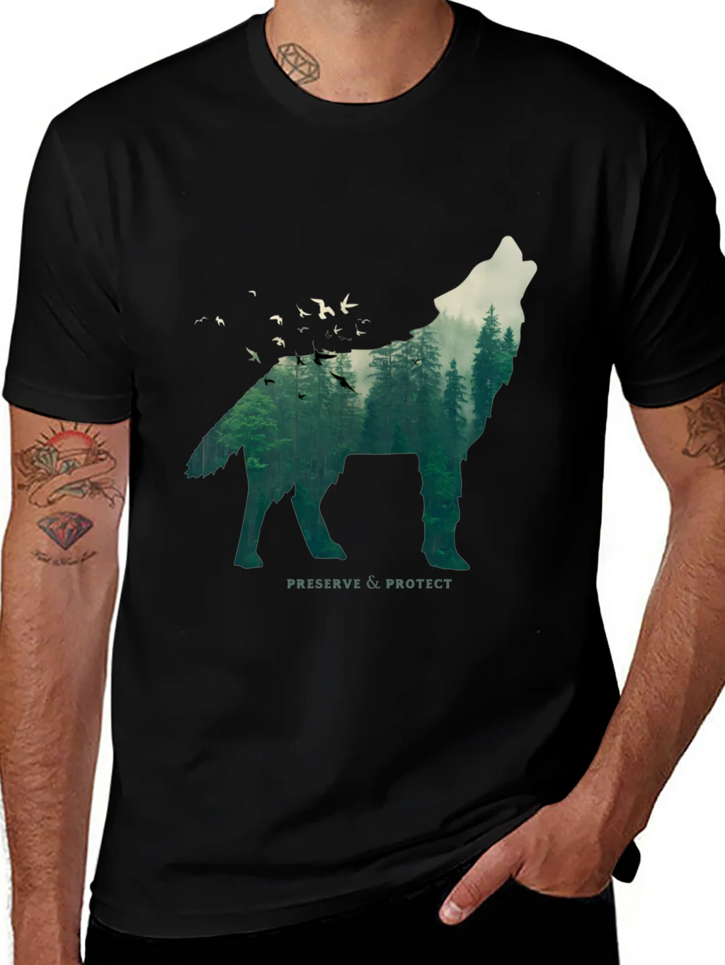 Wolf & Forest Graphic Tee - Preserve & Protect product image 1