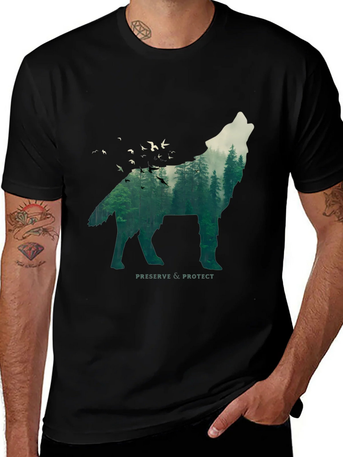 Wolf & Forest Graphic Tee - Preserve & Protect product image 1