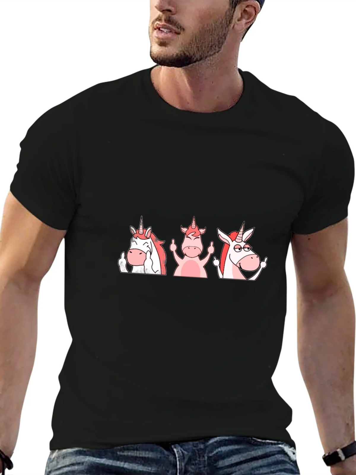 Unicorn Middle Finger Graphic T-Shirt - Black product image 4
