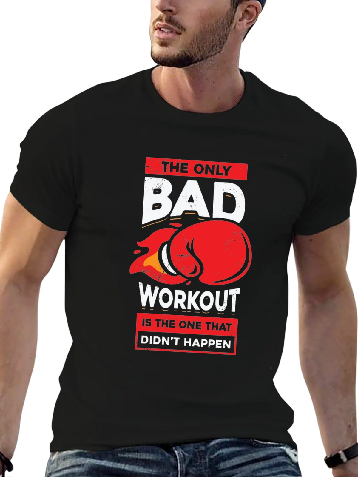 Workout Motivation Graphic Tee - Black product image 5