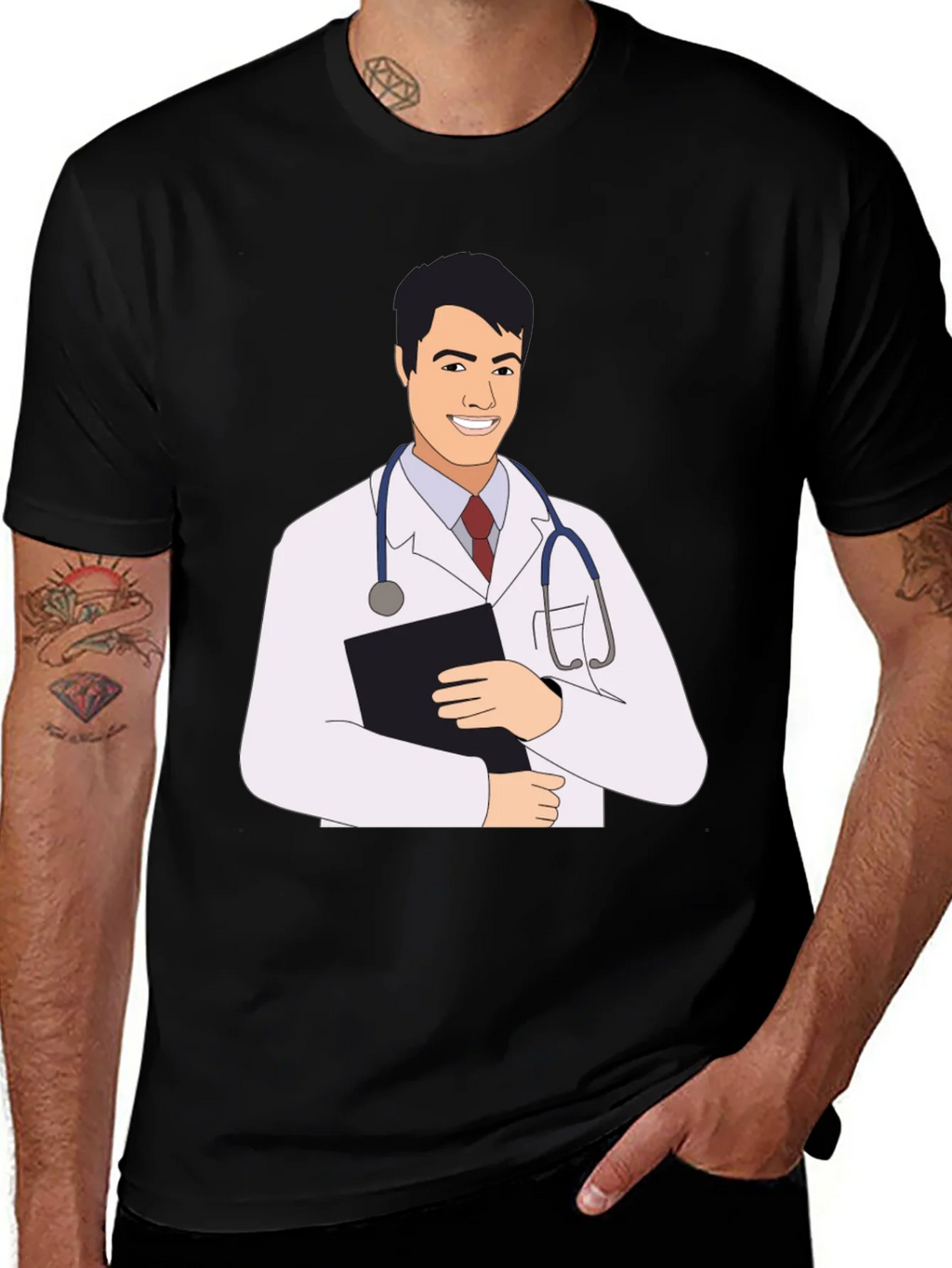 Doctor Cartoon Graphic Tee - Black T-Shirt product image 1