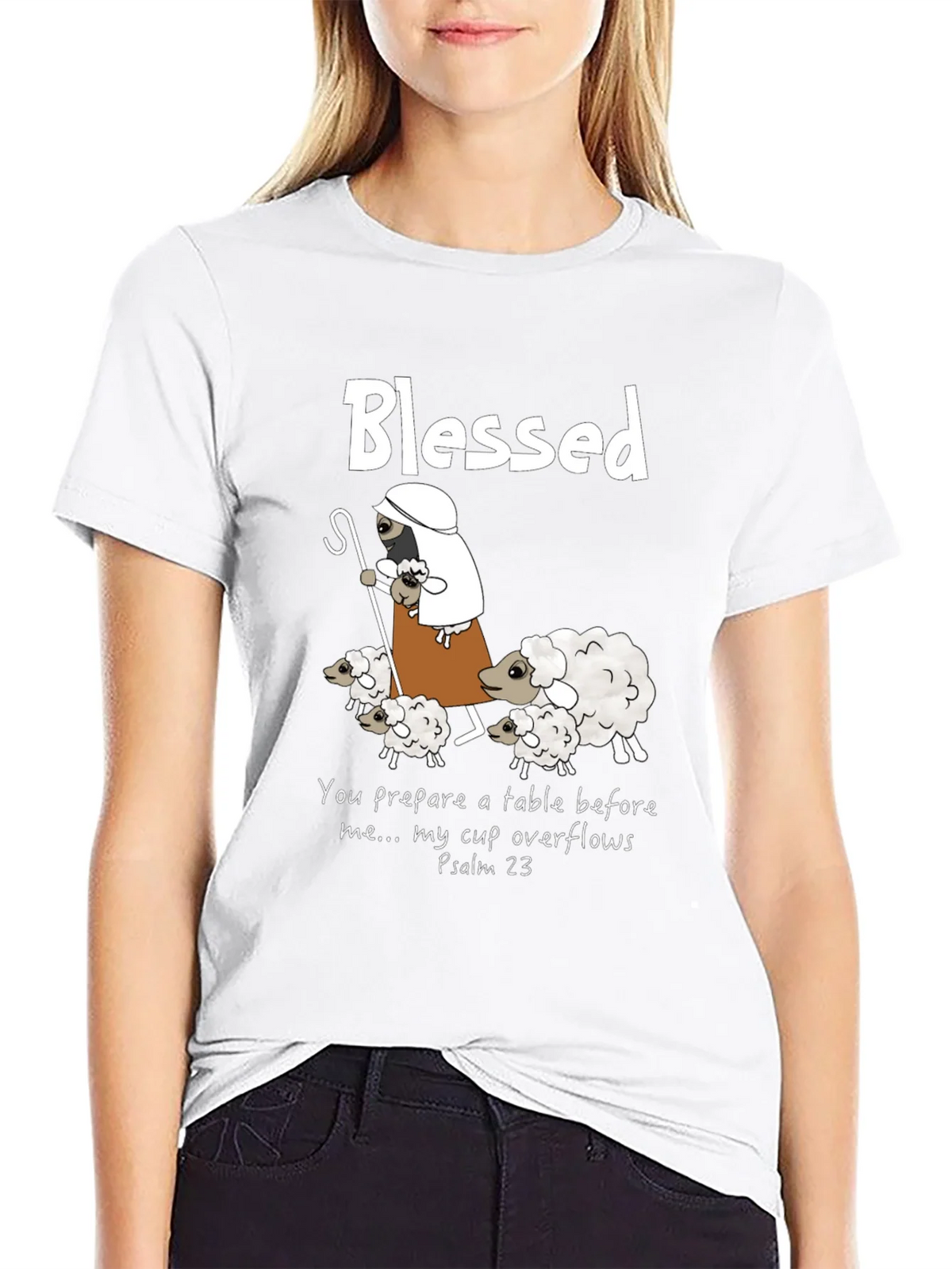 Blessed Shepherd Graphic T-Shirt Psalm 23 product image 8