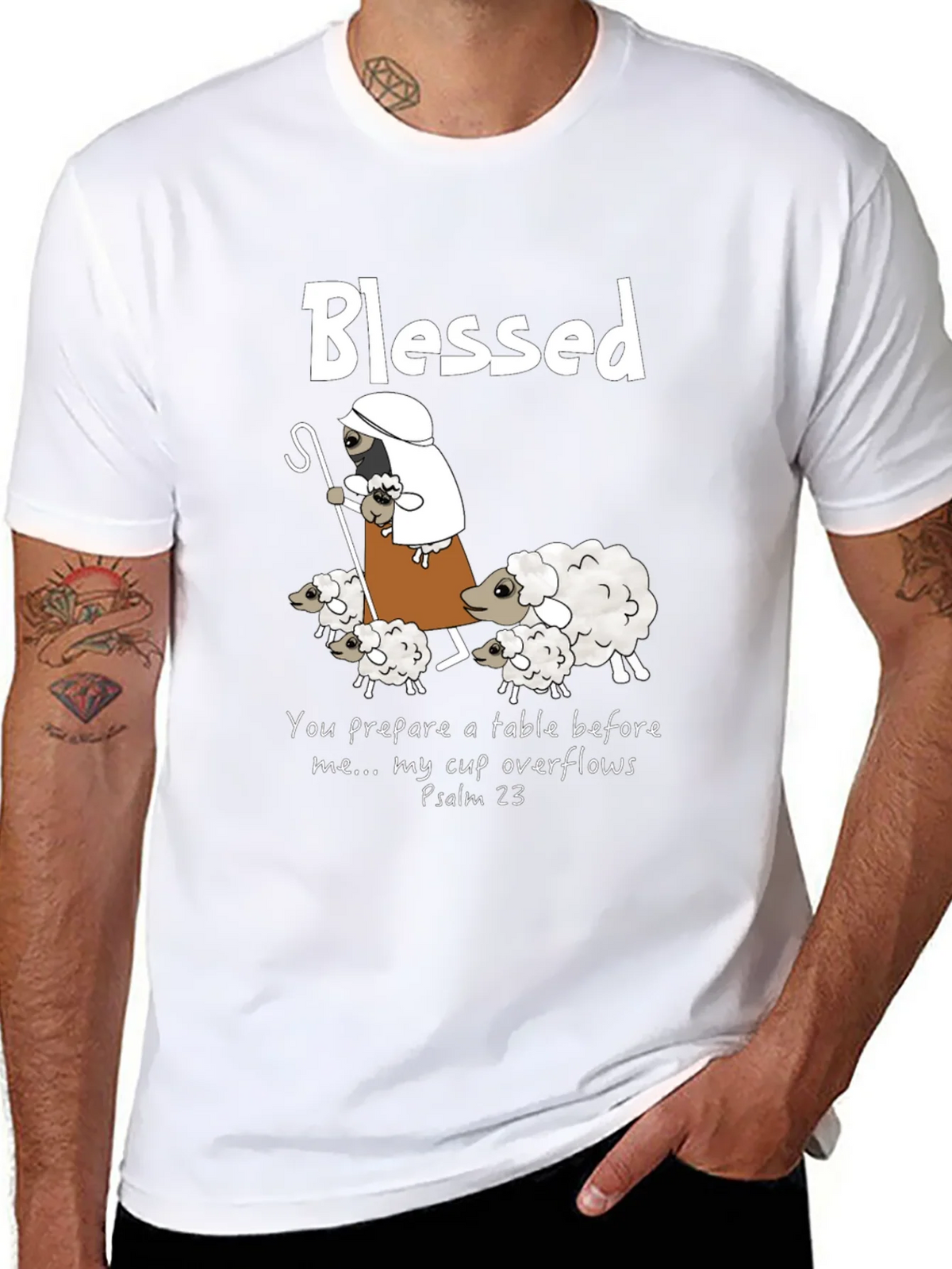 Blessed Shepherd Graphic T-Shirt Psalm 23 product image 7