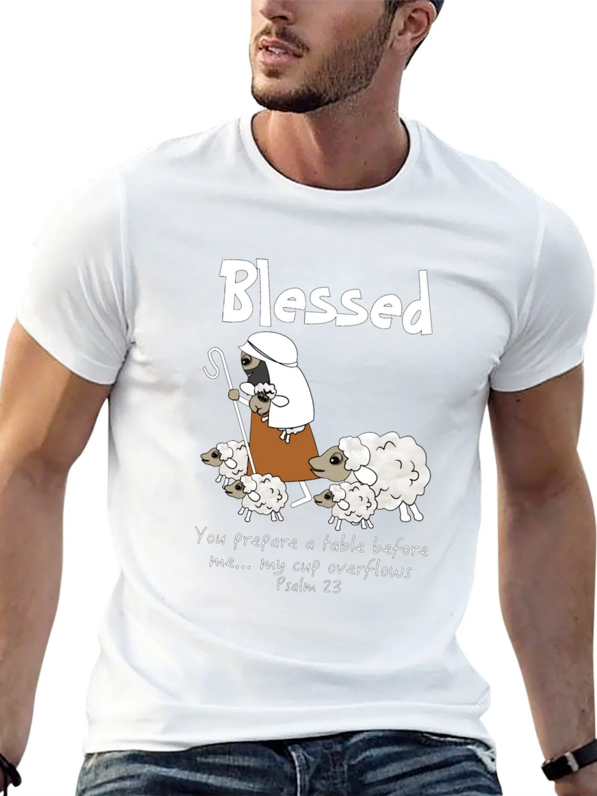 Blessed Shepherd Graphic T-Shirt Psalm 23 product image 12