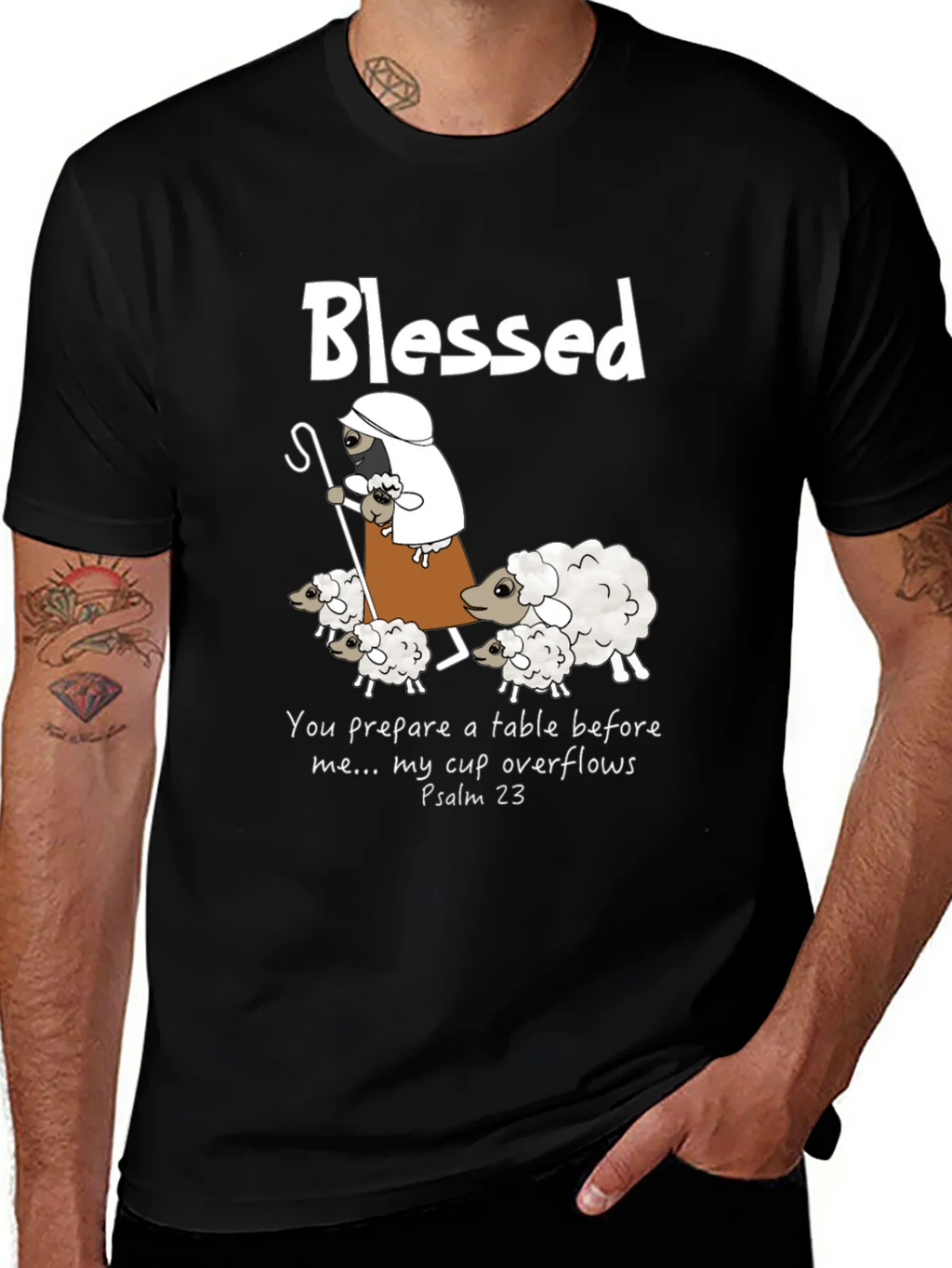 Blessed Shepherd Graphic T-Shirt Psalm 23 product image 1