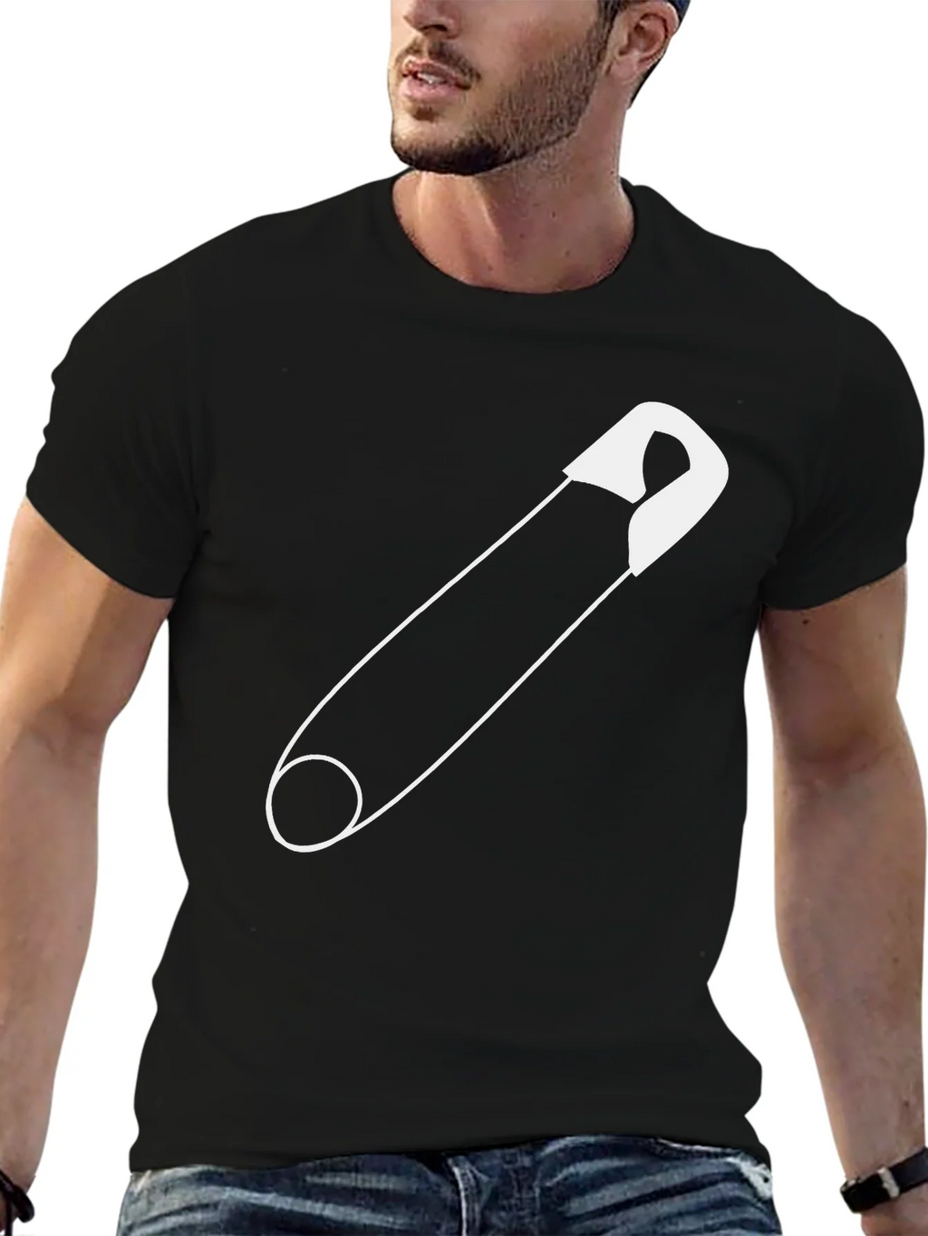 Safety Pin Graphic Tee - Unisex Black T-Shirt product image 6