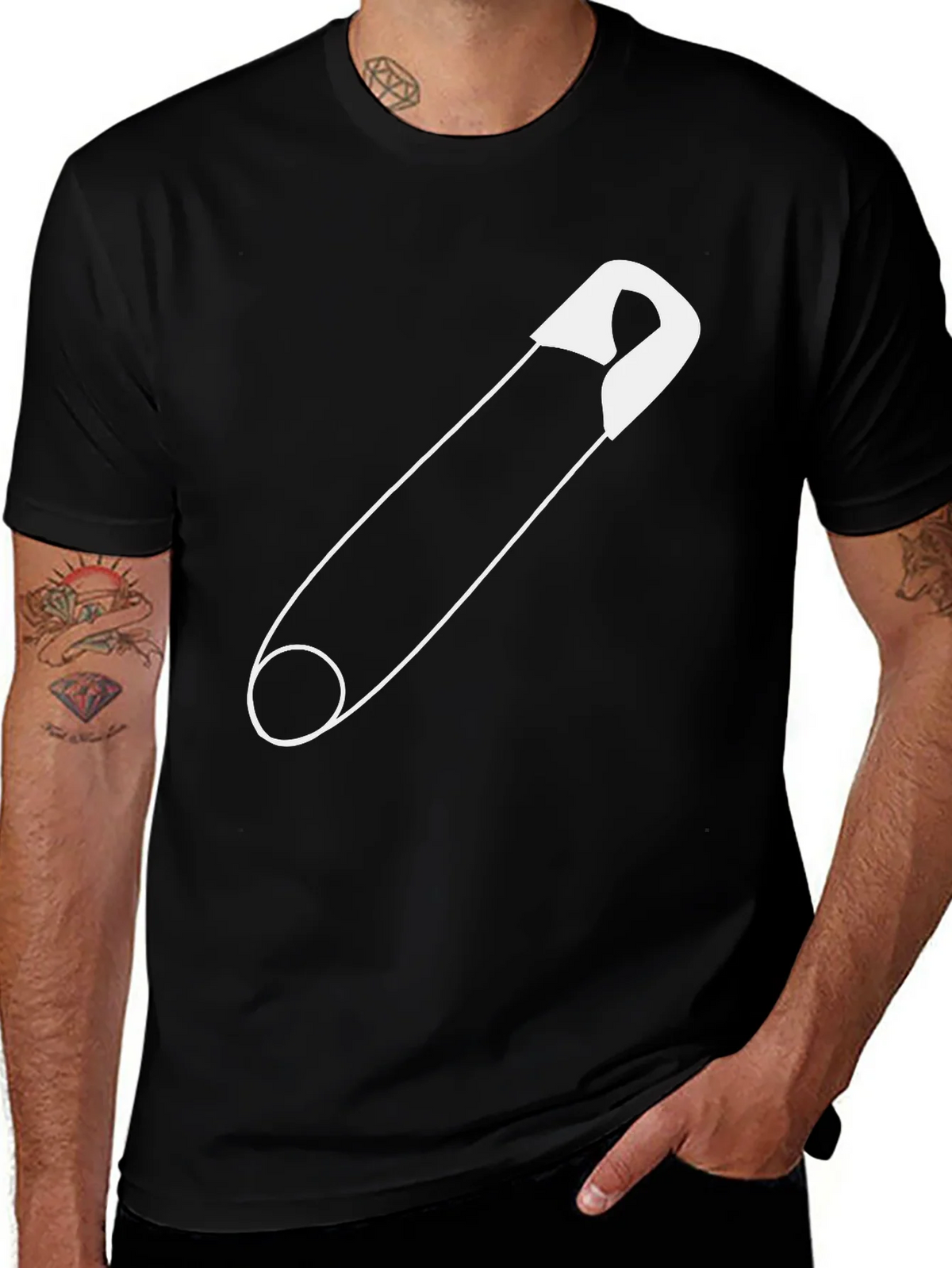 Safety Pin Graphic Tee - Unisex Black T-Shirt product image 1