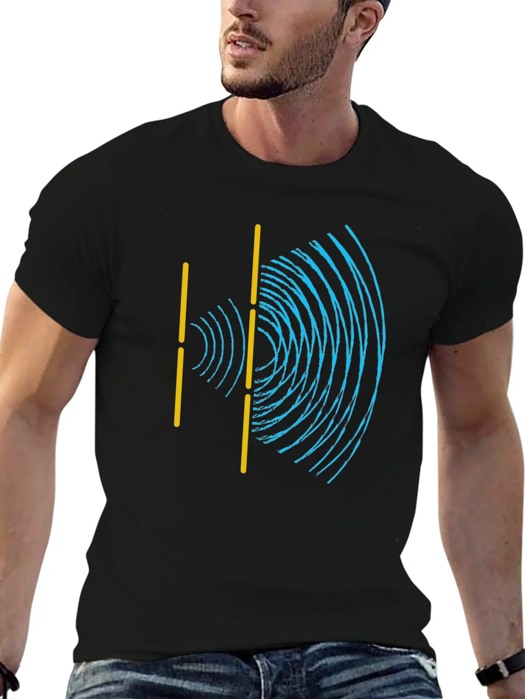 Wave Interference Black T-Shirt - Science Physics Tee product image 4