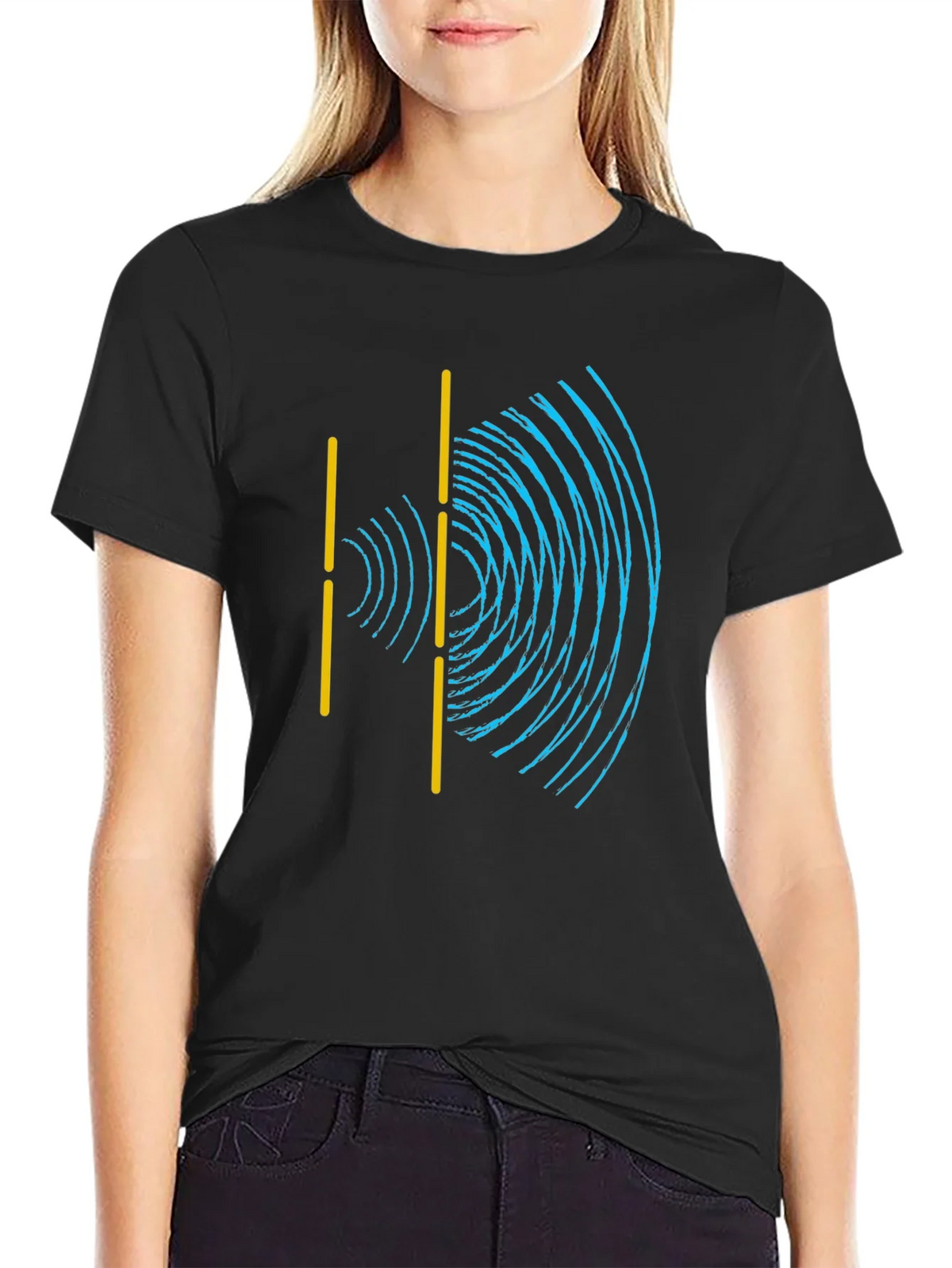 Wave Interference Black T-Shirt - Science Physics Tee product image 1
