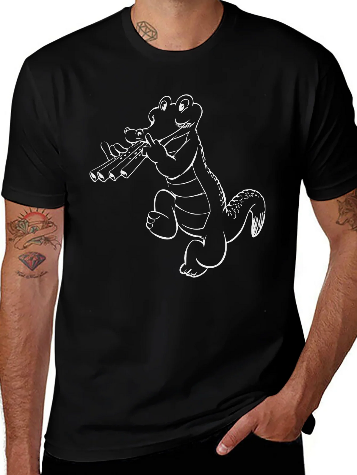 Cool Gator Panpipes T-Shirt - Black product image 1