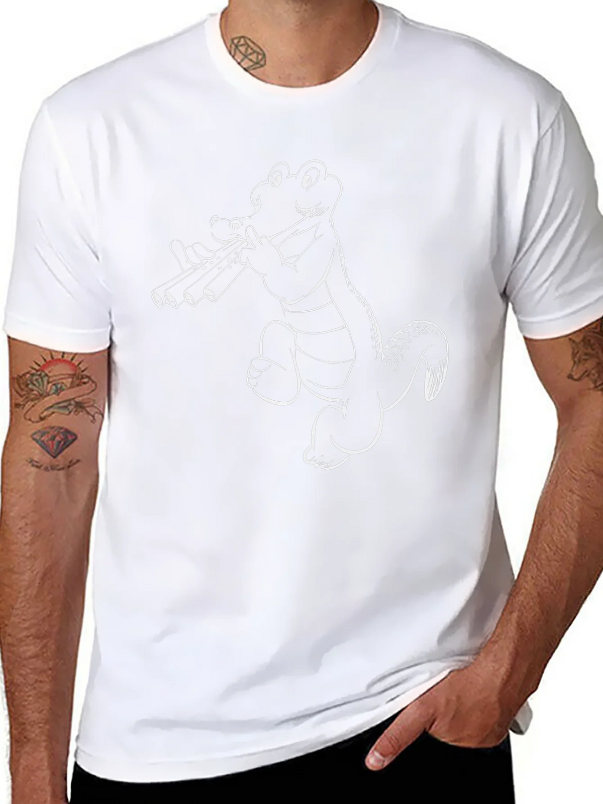 Cool Gator Panpipes T-Shirt - Black product image 7