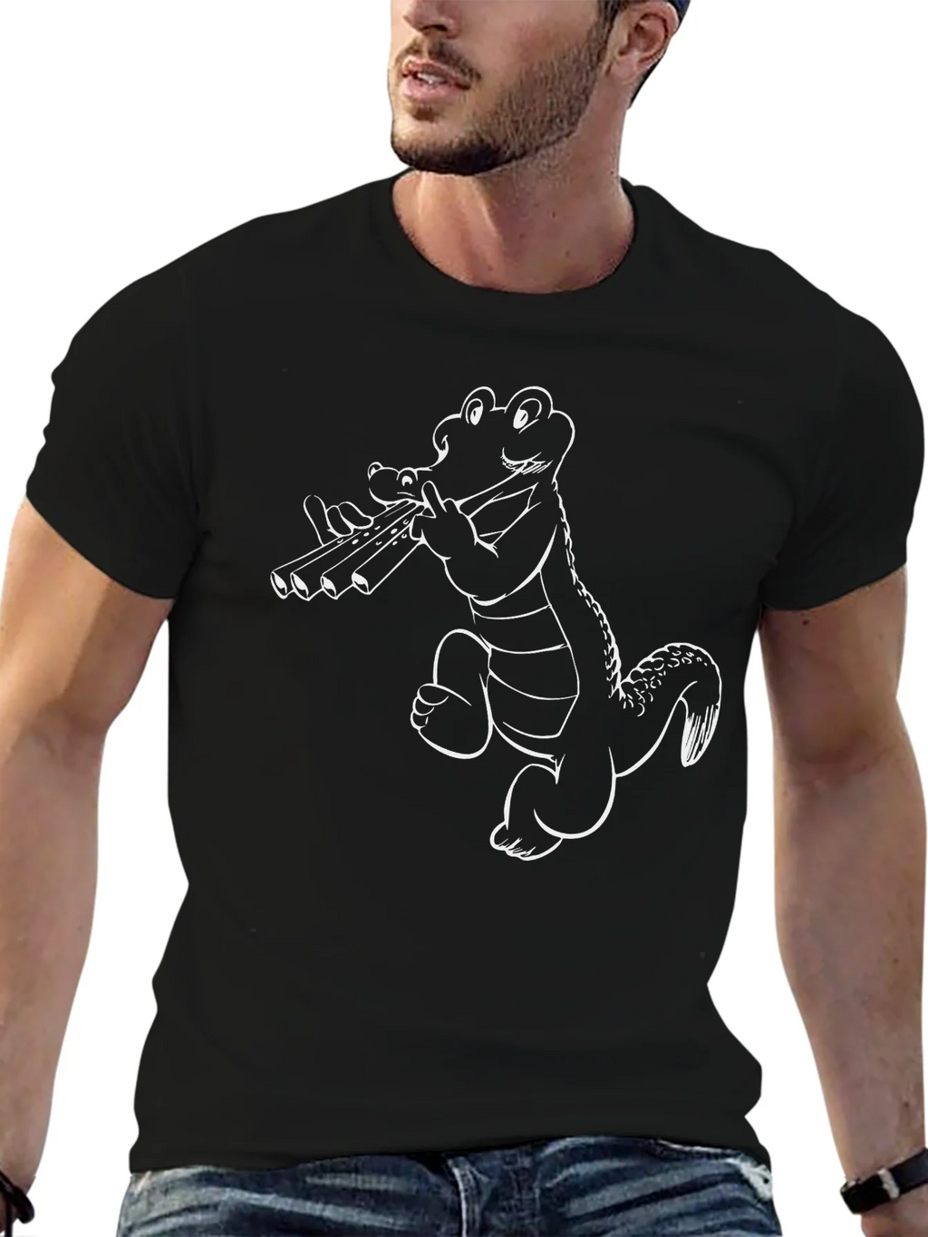 Cool Gator Panpipes T-Shirt - Black product image 6
