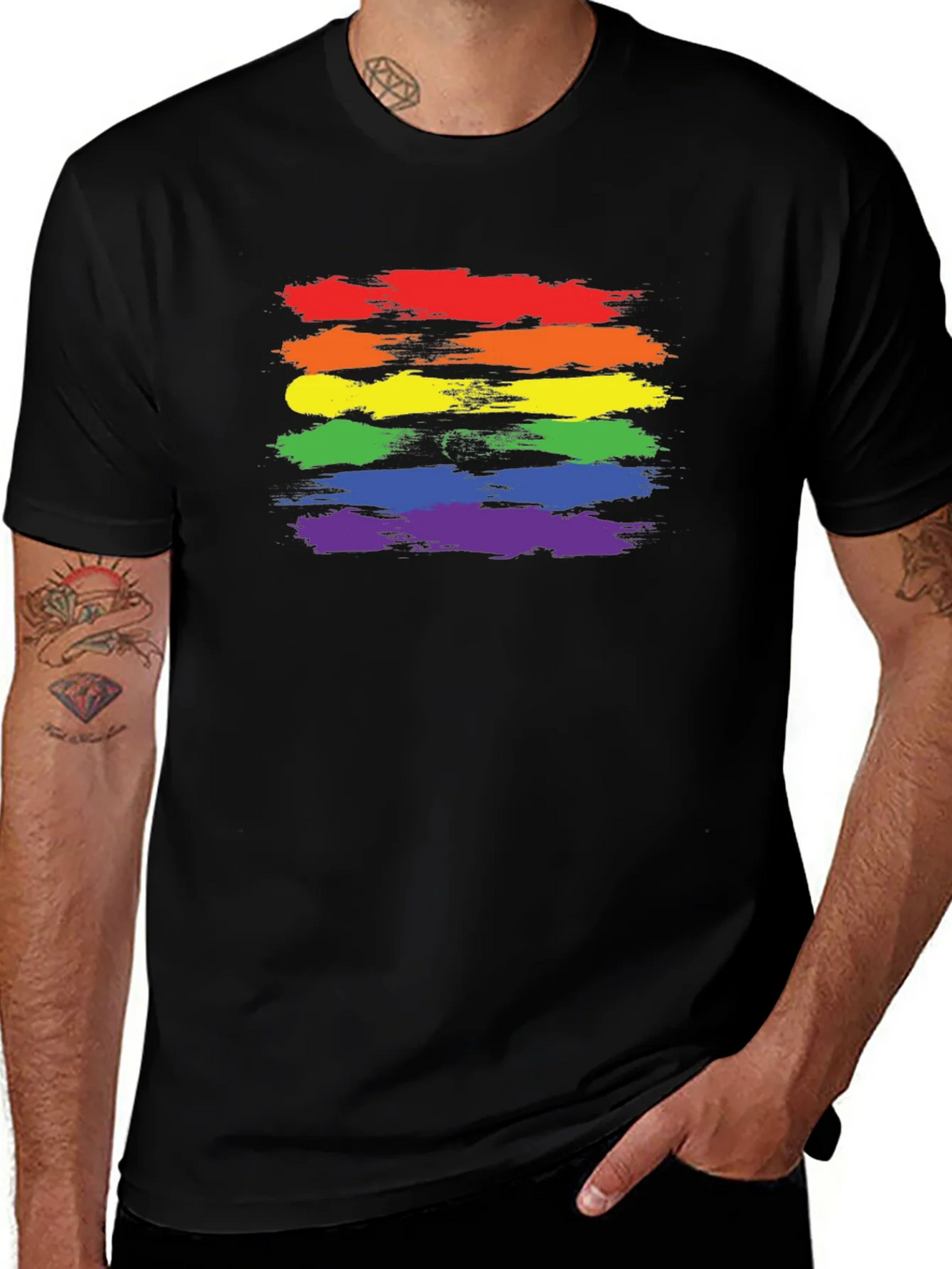 LGBT Pride T-Shirt - Rainbow Brush Strokes product image 1