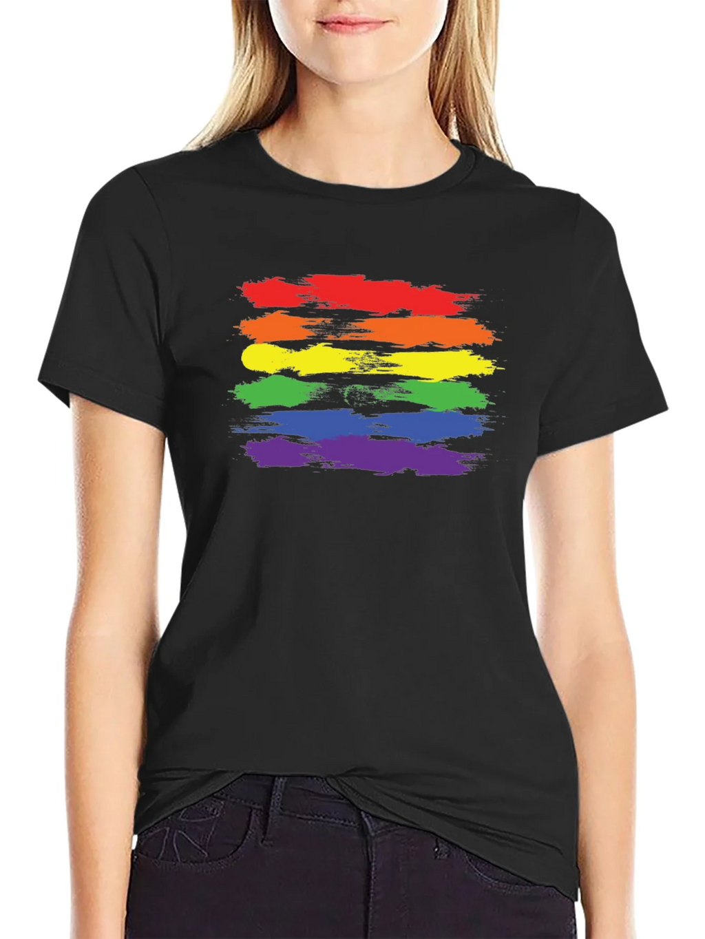 LGBT Pride T-Shirt - Rainbow Brush Strokes product image 2