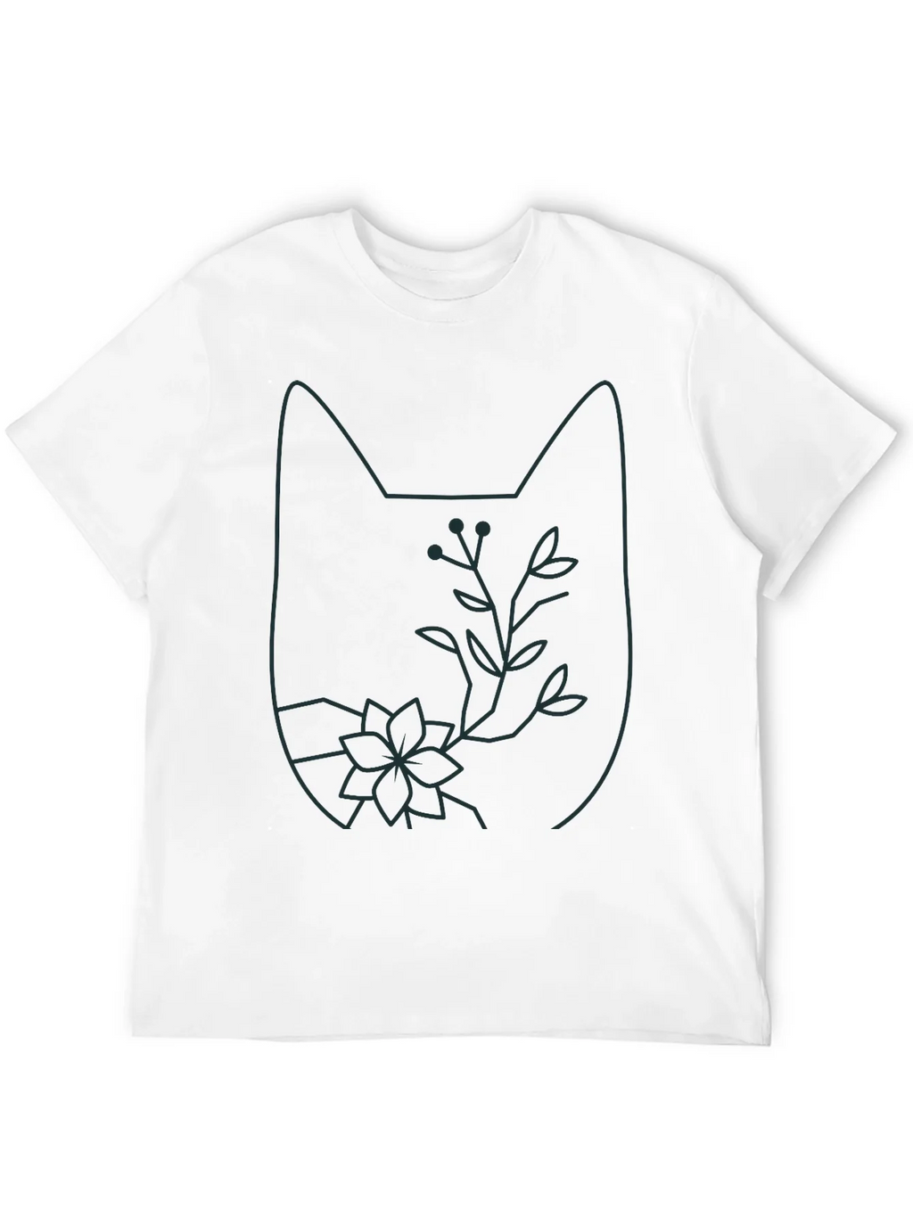 Cat Outline Floral T-Shirt - Unique Graphic Tee product image 11