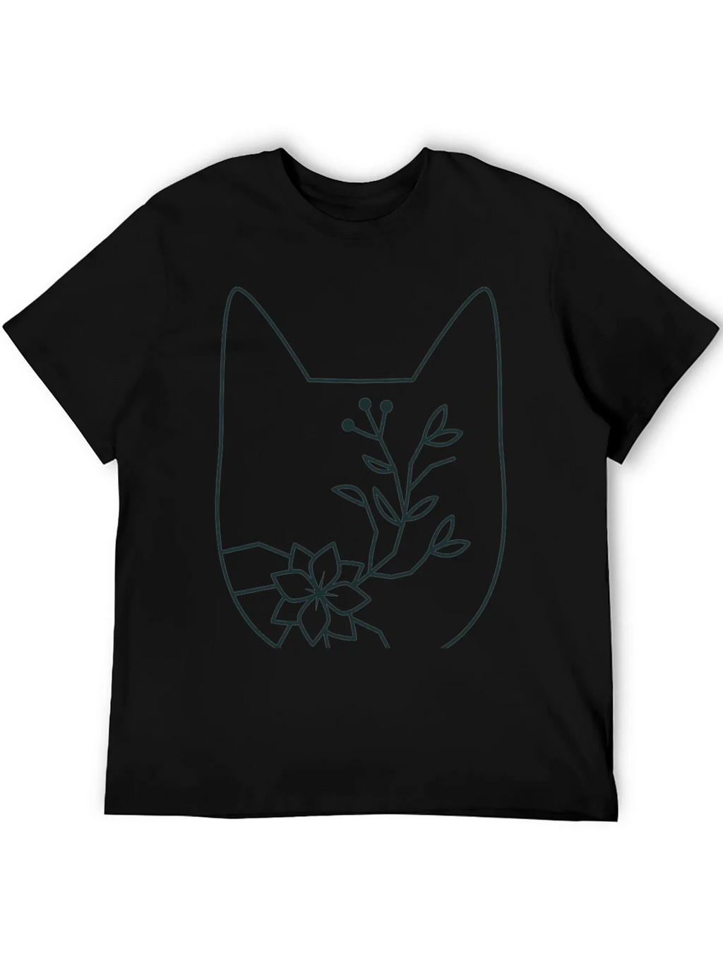 Cat Outline Floral T-Shirt - Unique Graphic Tee product image 5