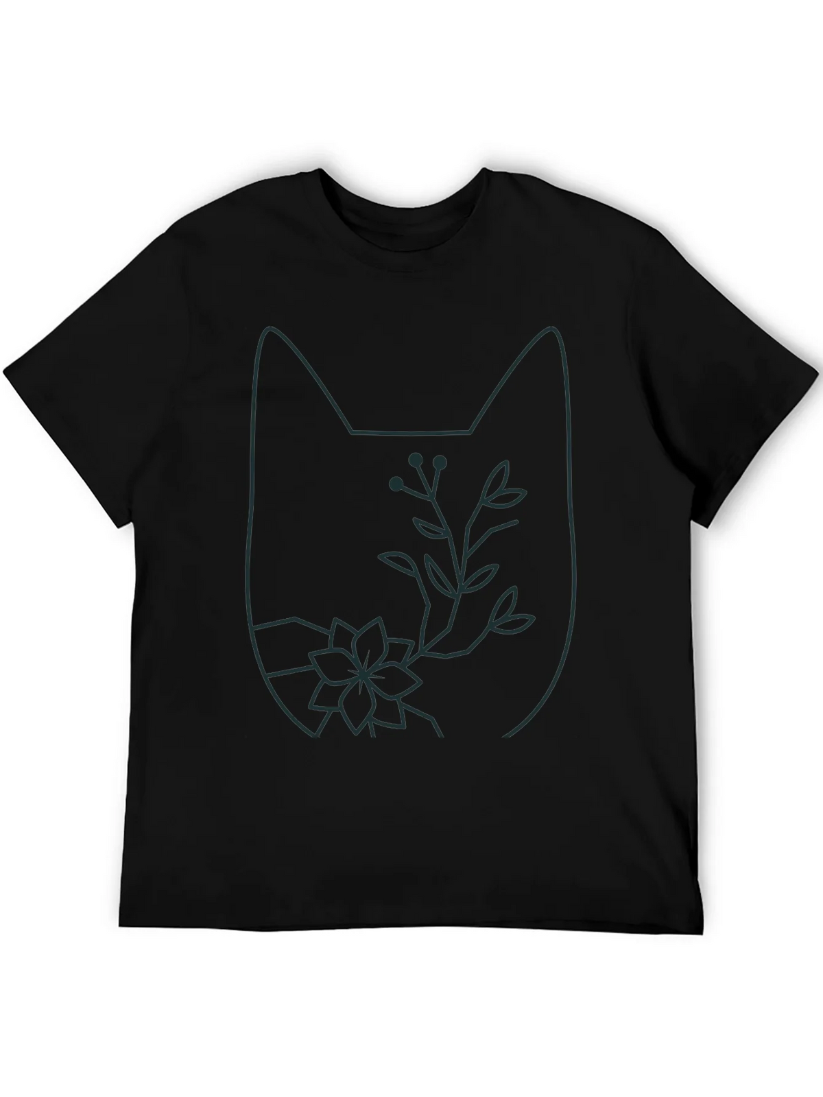 Cat Outline Floral T-Shirt - Unique Graphic Tee product image 5