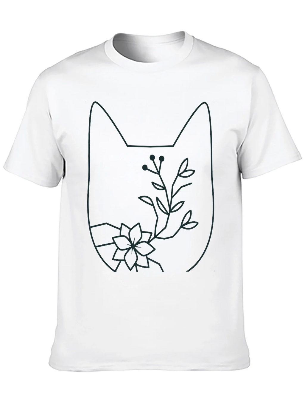 Cat Outline Floral T-Shirt - Unique Graphic Tee product image 9