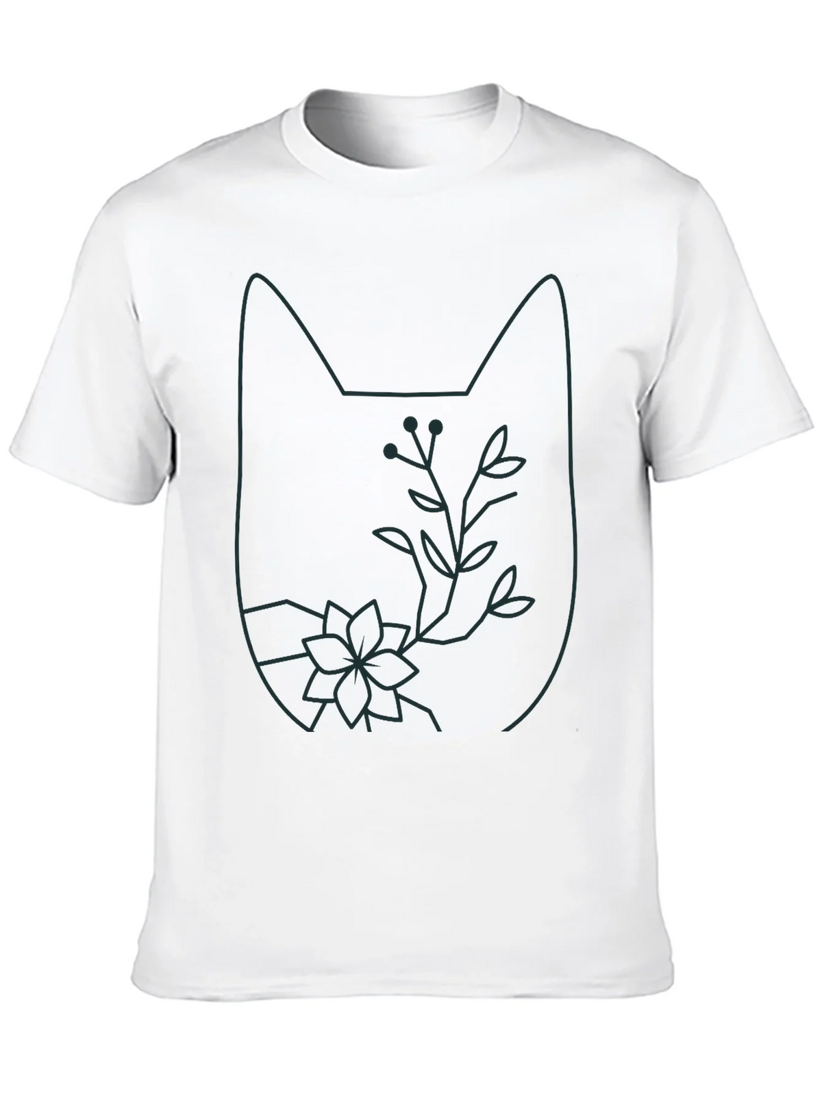 Cat Outline Floral T-Shirt - Unique Graphic Tee product image 9