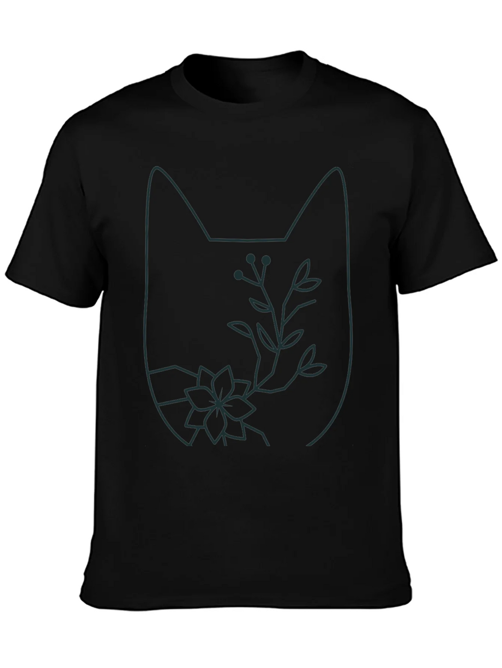 Cat Outline Floral T-Shirt - Unique Graphic Tee product image 3