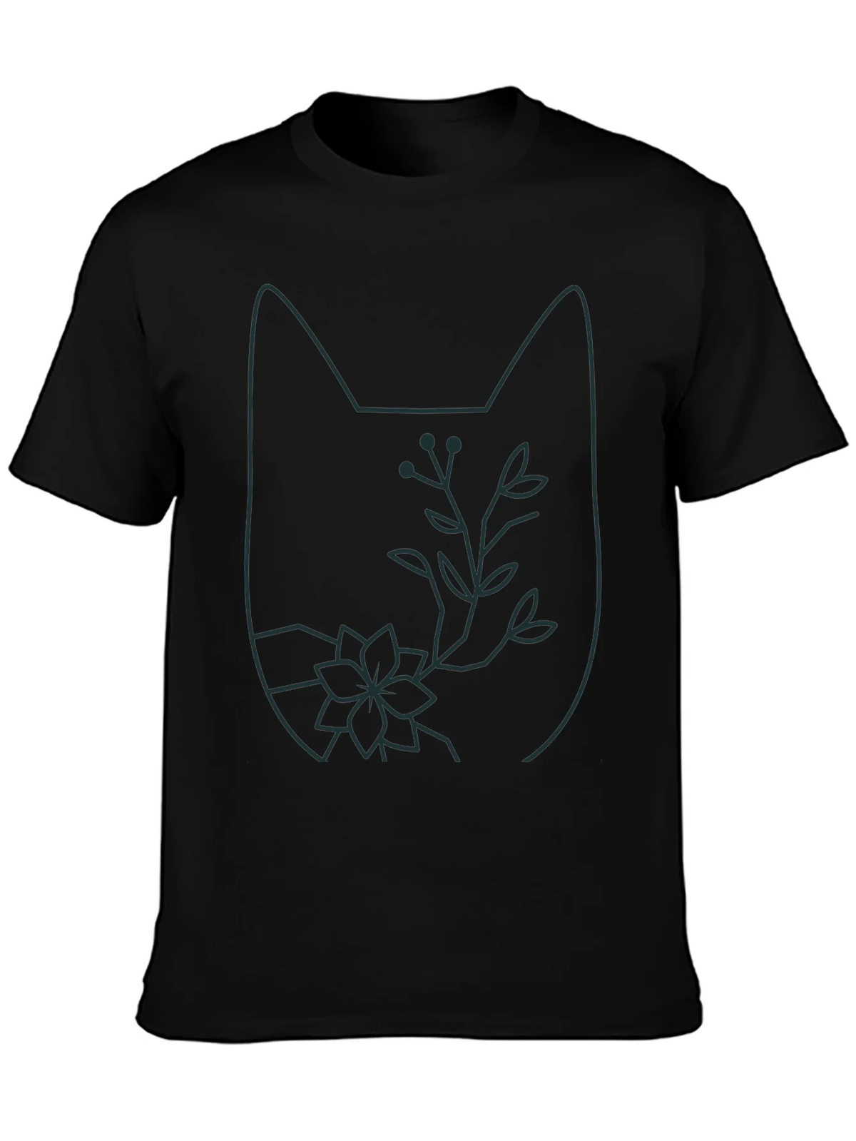 Cat Outline Floral T-Shirt - Unique Graphic Tee product image 3