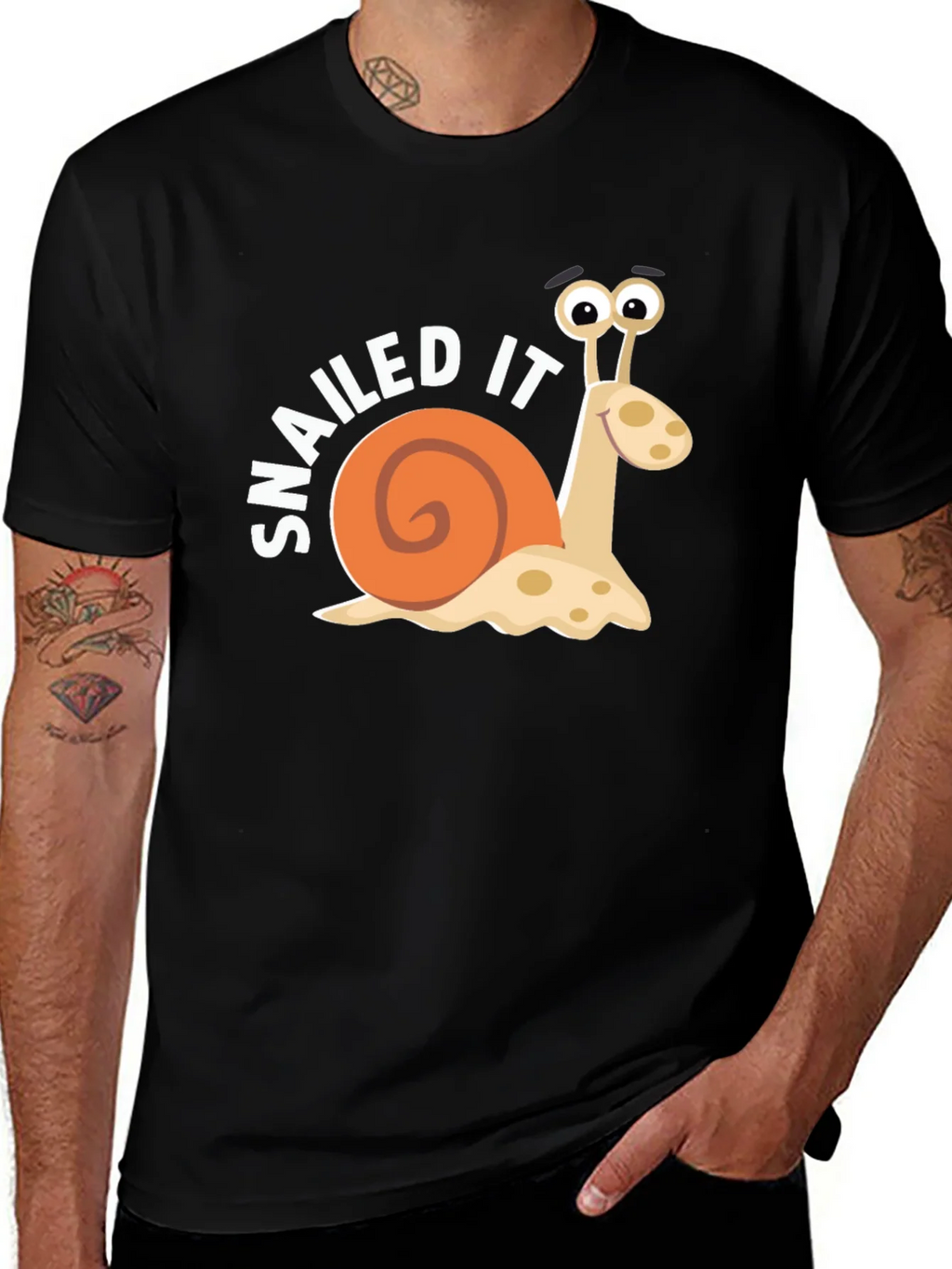 Snailed It Snail Cartoon Black T-Shirt product image 1