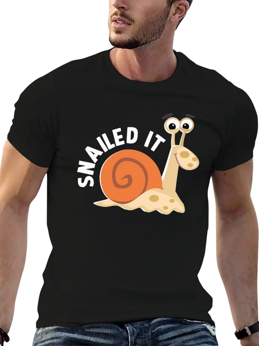 Snailed It Snail Cartoon Black T-Shirt product image 6