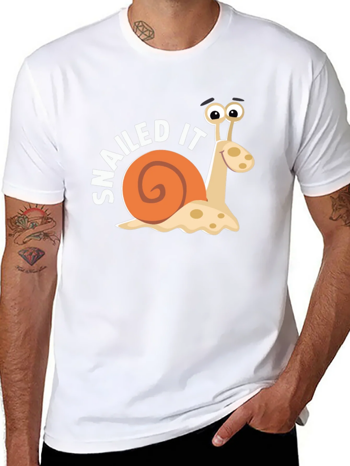 Snailed It Snail Cartoon Black T-Shirt product image 7
