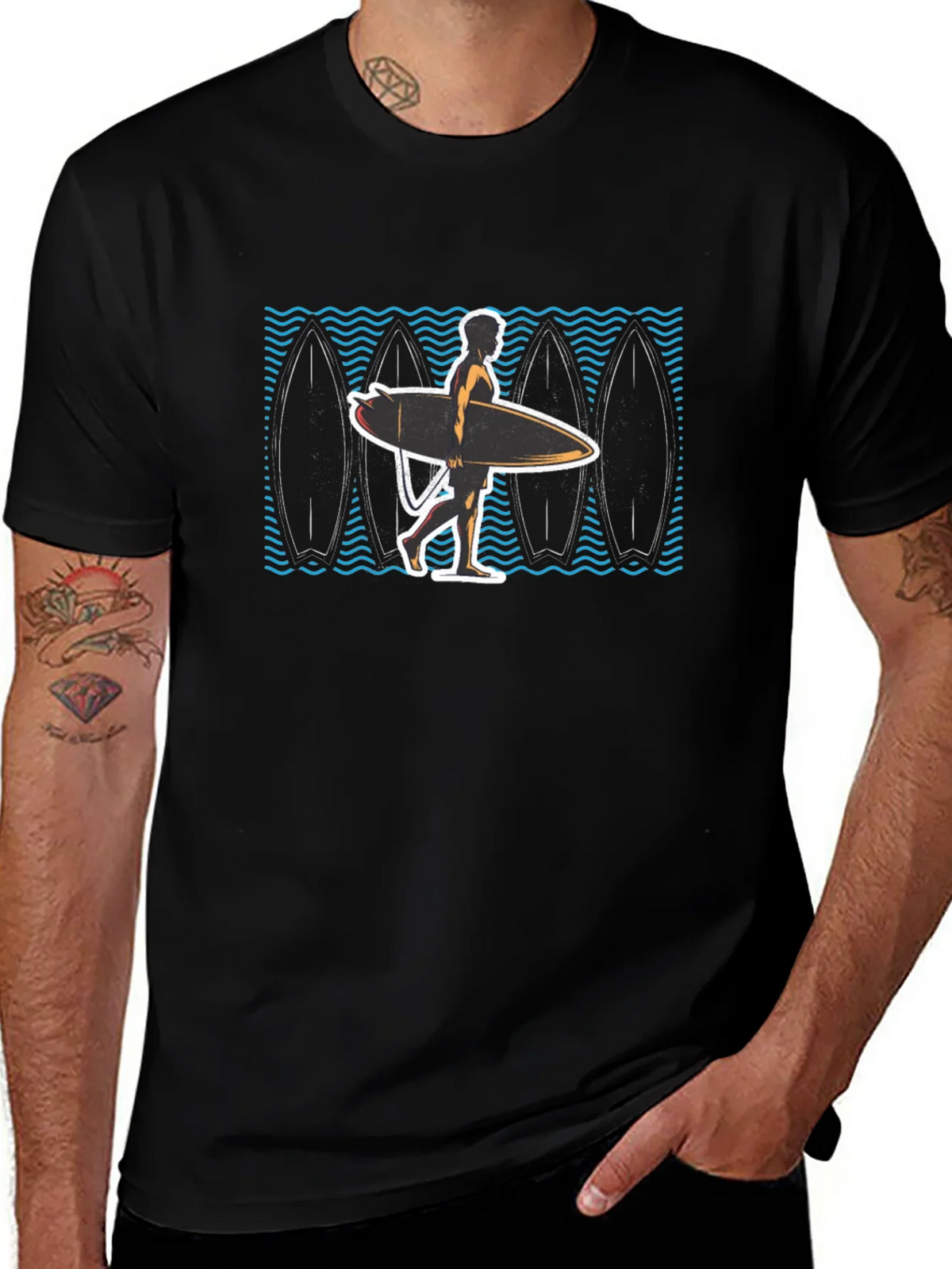 Surfer Graphic Black T-Shirt product image 1