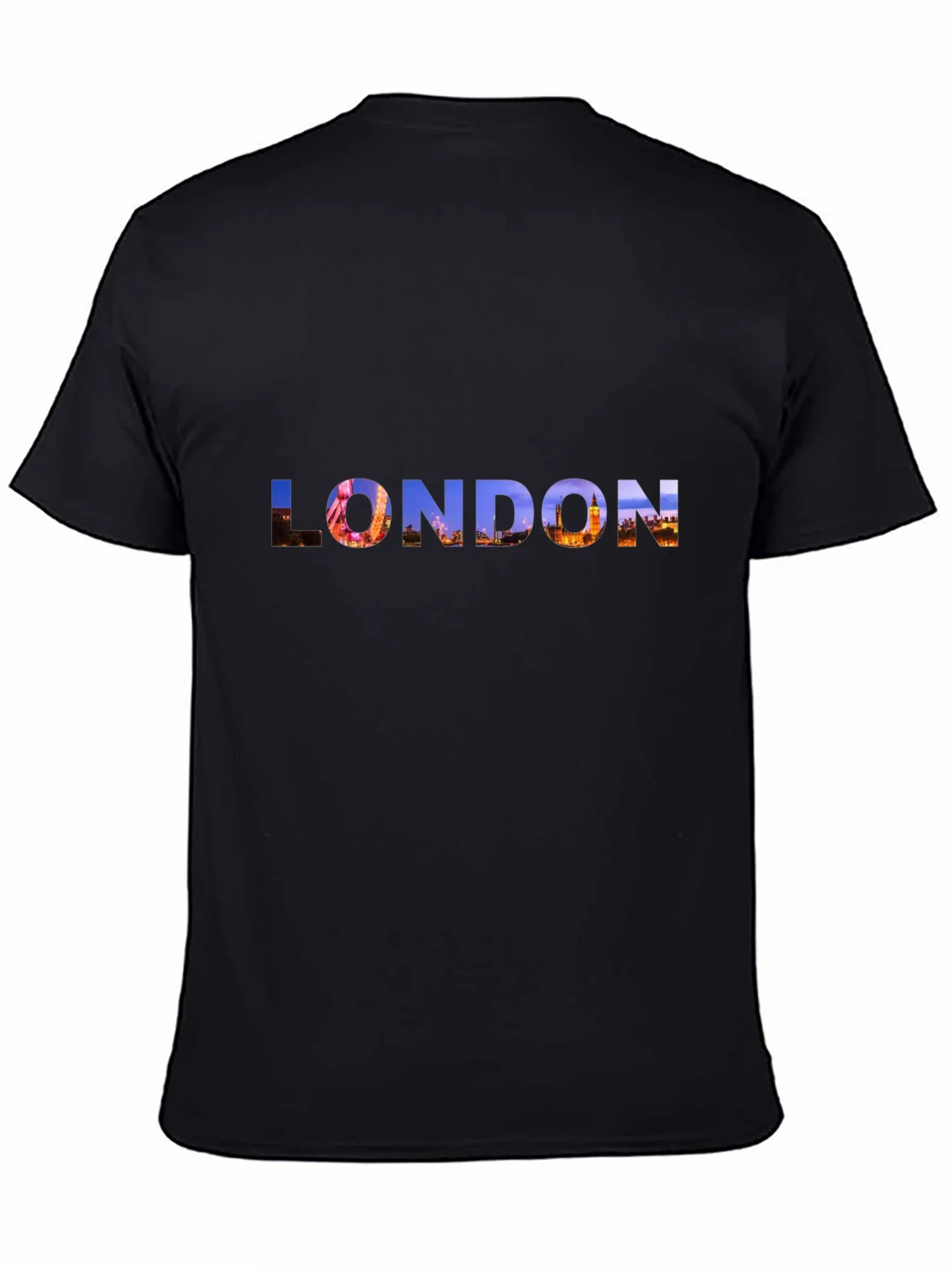 London Skyline Graphic Tee - Black Cotton T-Shirt product image 4
