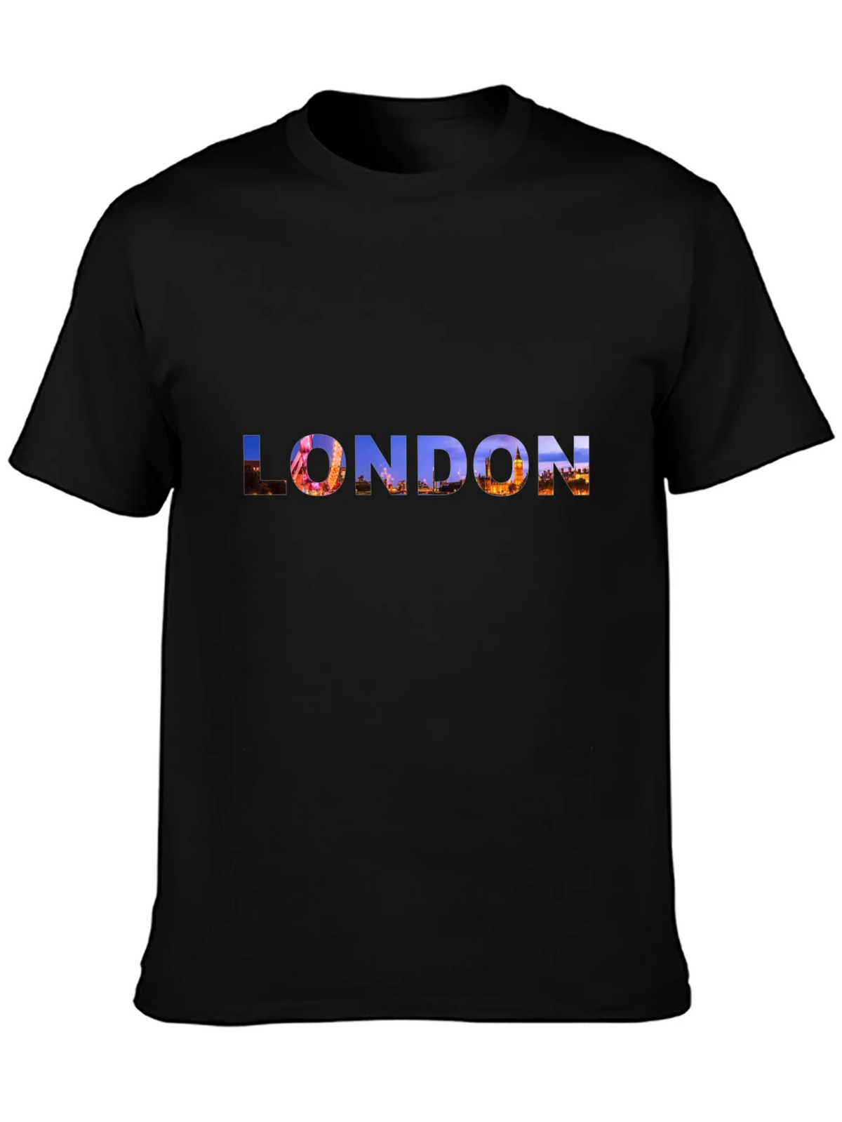 London Skyline Graphic Tee - Black Cotton T-Shirt product image 3